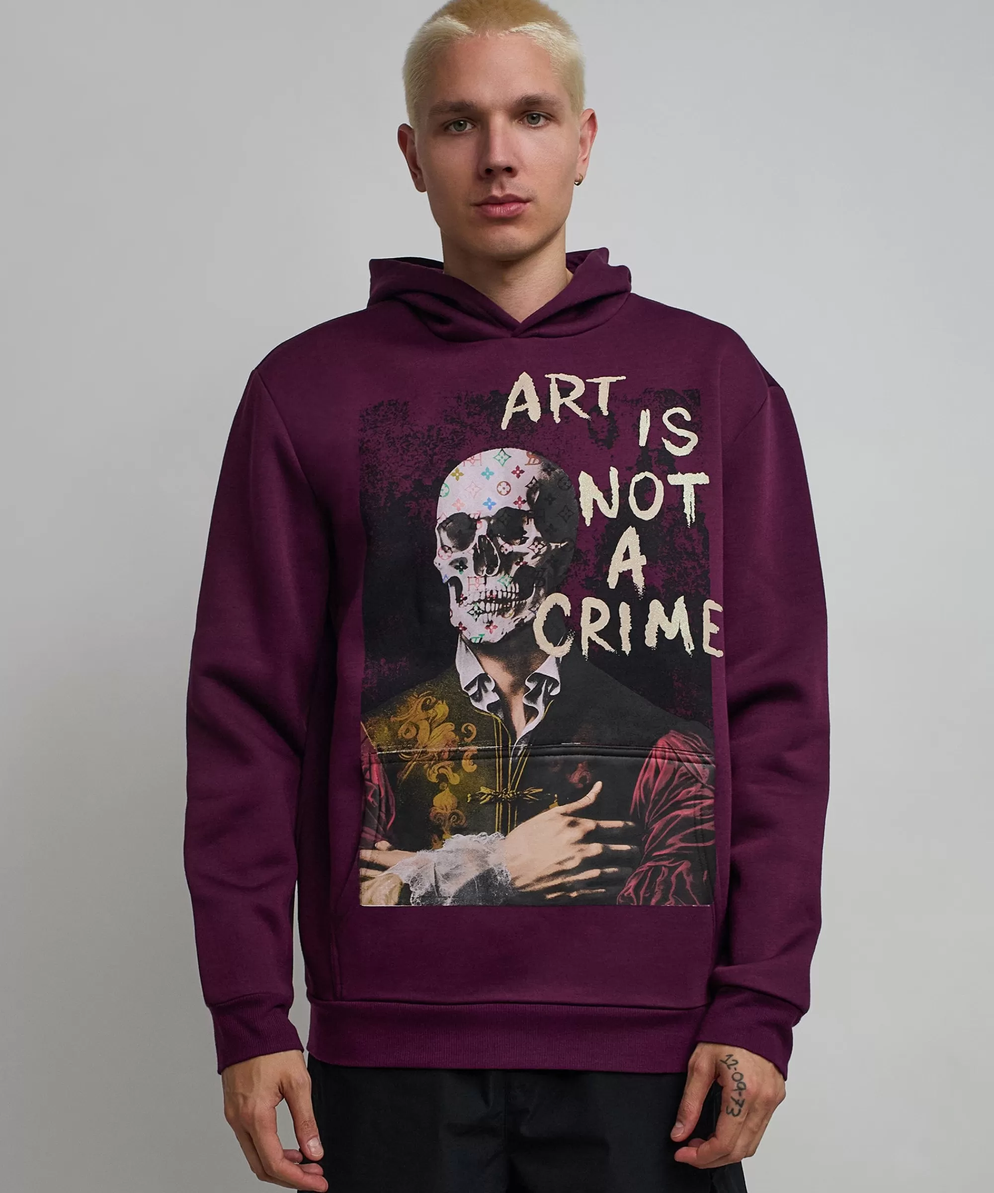 Cheap Art Is Not A Crime Graphic Print Hoodie - Burgundy Hoodies | Hoodies