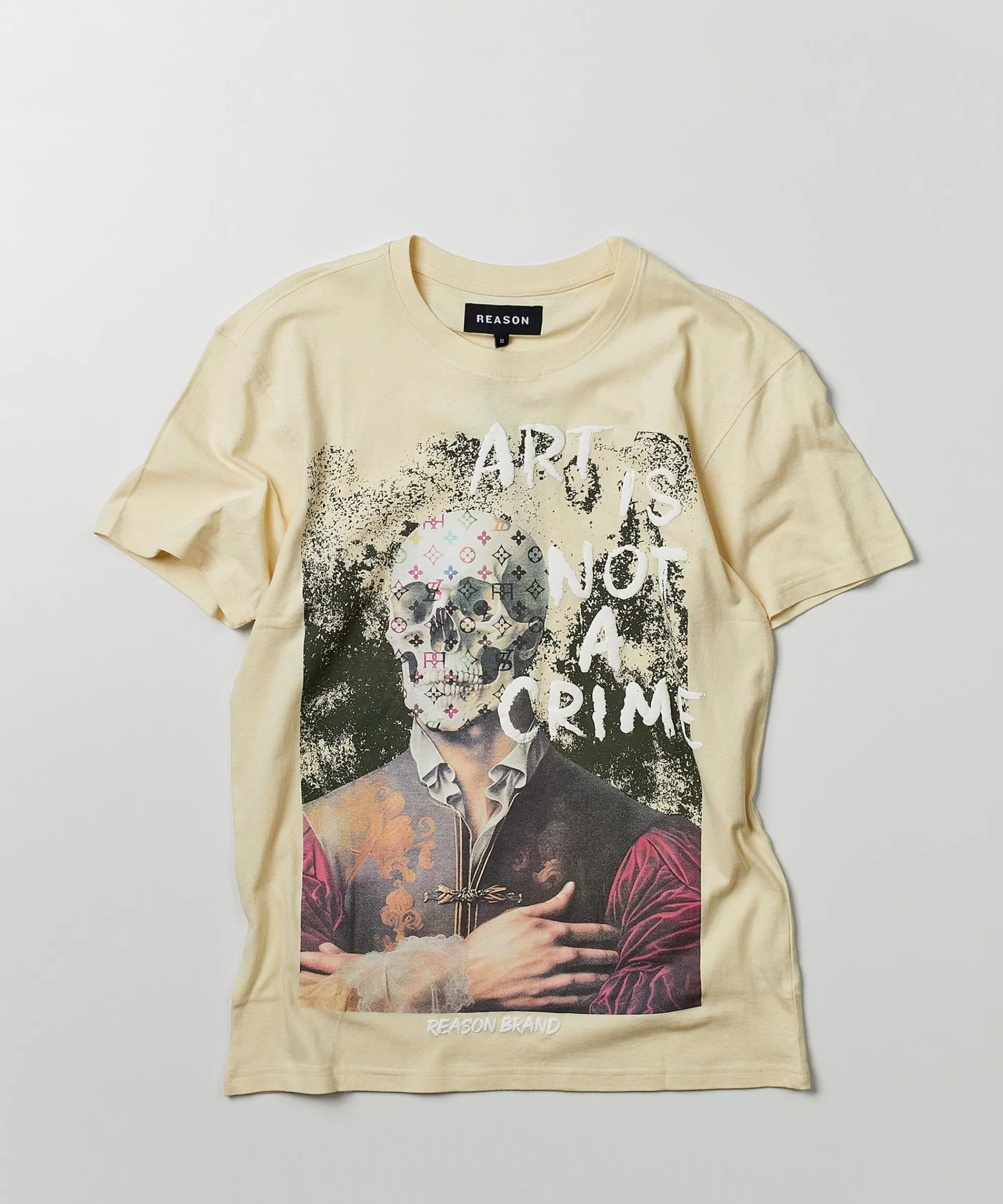 Hot Art Is Not A Crime Short Sleeve Graphic Print Tee - Khaki Graphic Tees