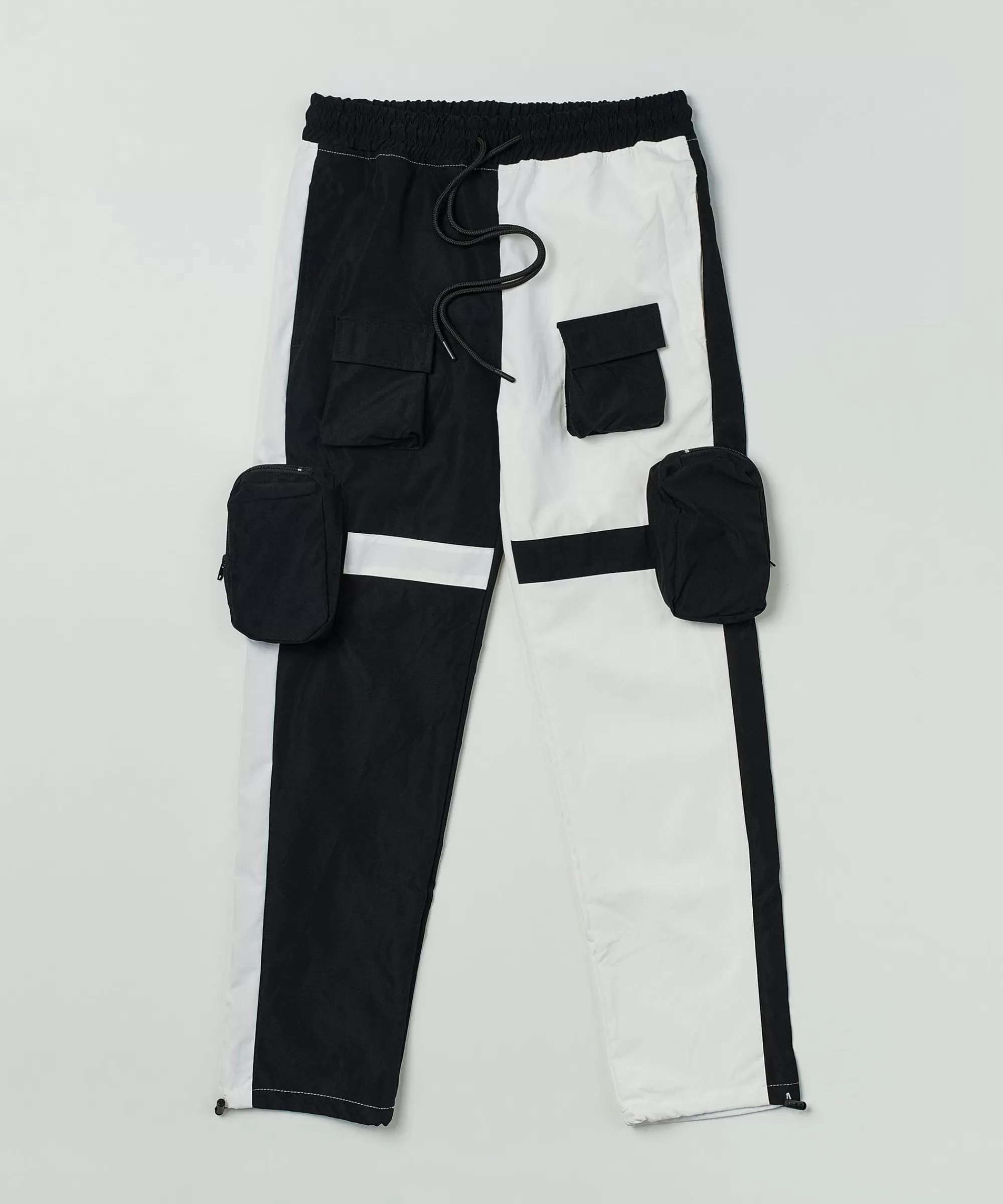 Discount Bader Cotton Twill Color Block Utility Joggers - Black&White Shop All Bottoms | Cargo & Utility Pants