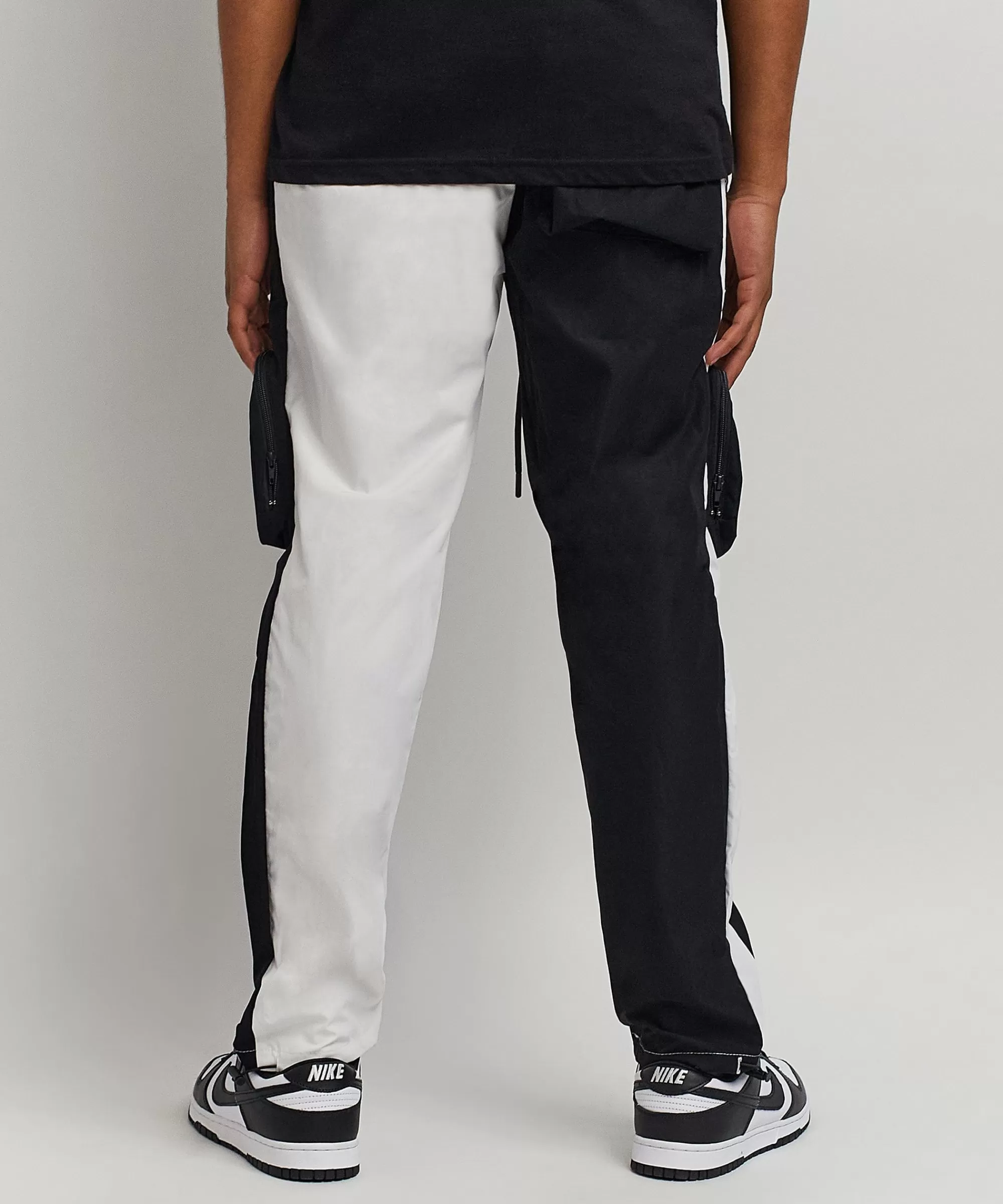 Discount Bader Cotton Twill Color Block Utility Joggers - Black&White Shop All Bottoms | Cargo & Utility Pants