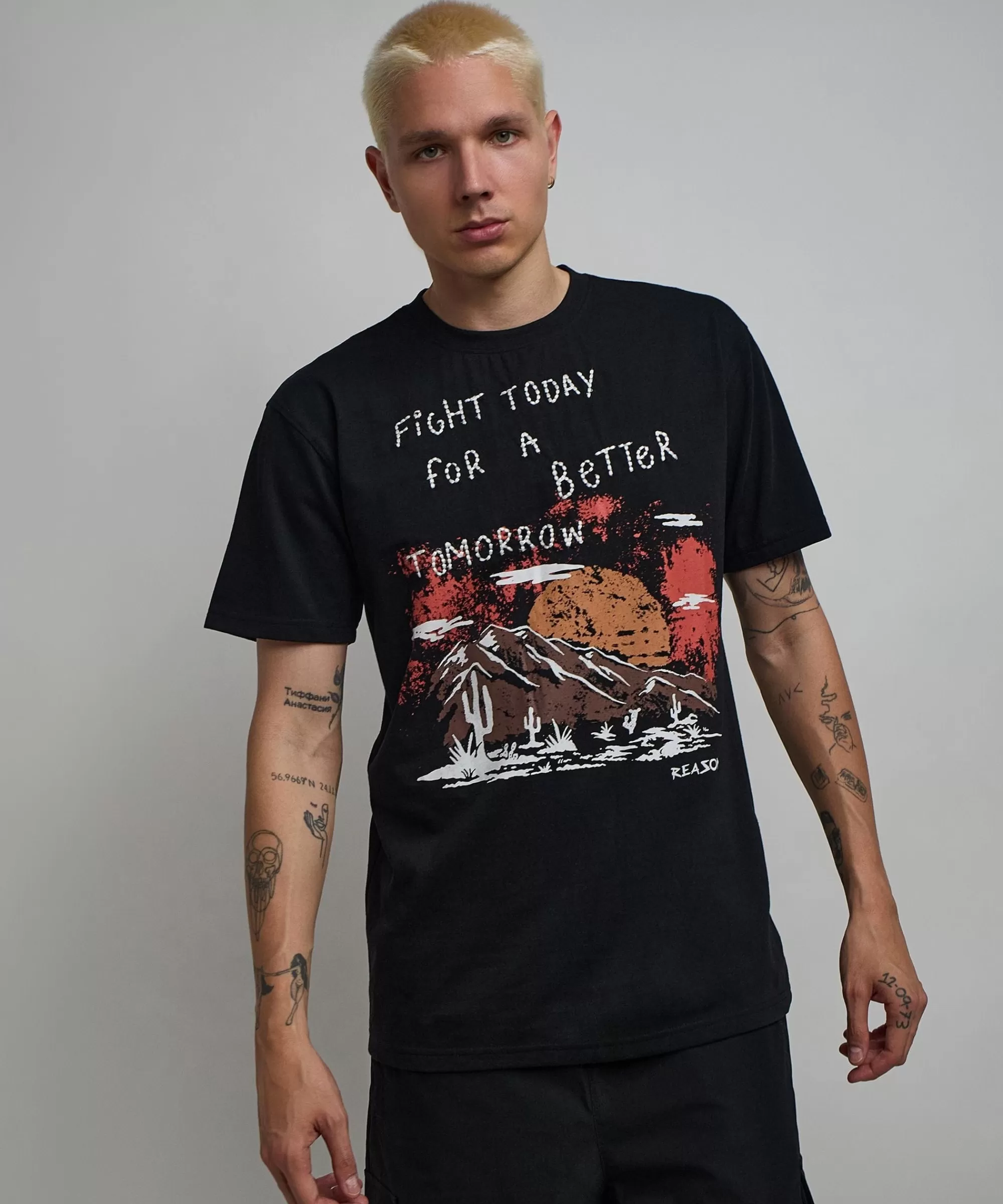 Hot Better Tomorrow Embroidered Short Sleeve Tee - Black Graphic Tees