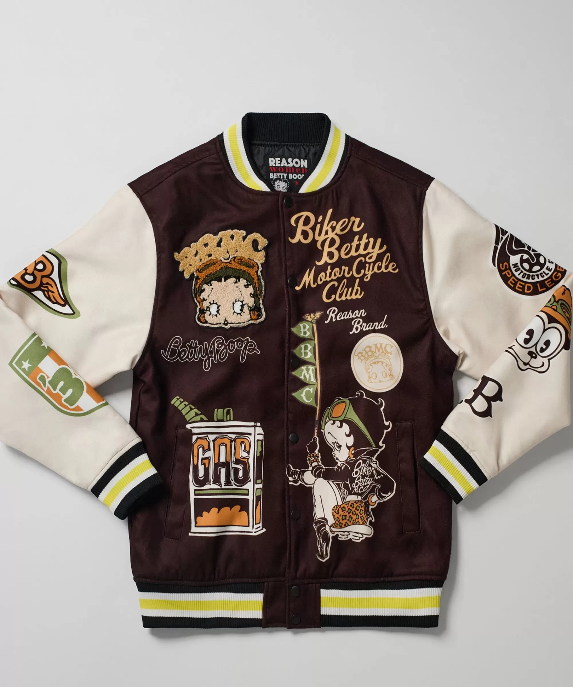 Best Sale Betty Boop Varsity Jacket - Brown Varsity Jackets