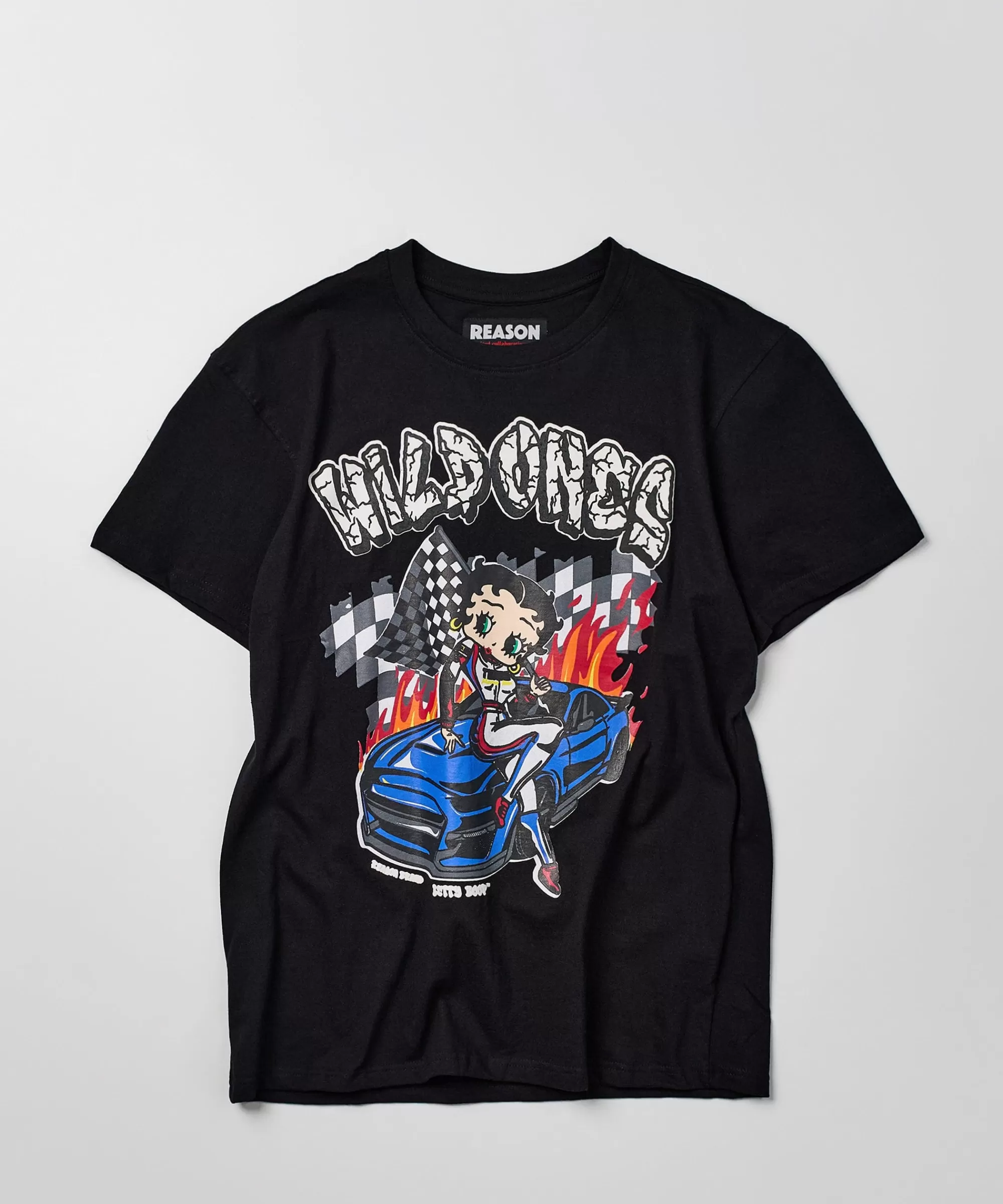 Best Sale Betty Boop Wild Ones Print Short Sleeve Tee - Black Graphic Tees