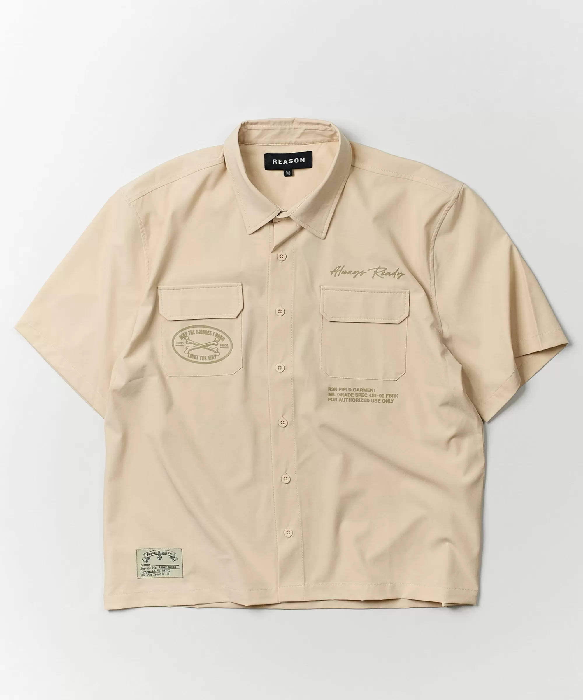 Best Sale Bridges Utility Stretch Tech Cargo Short Sleeve Shirt - Cream Button Downs