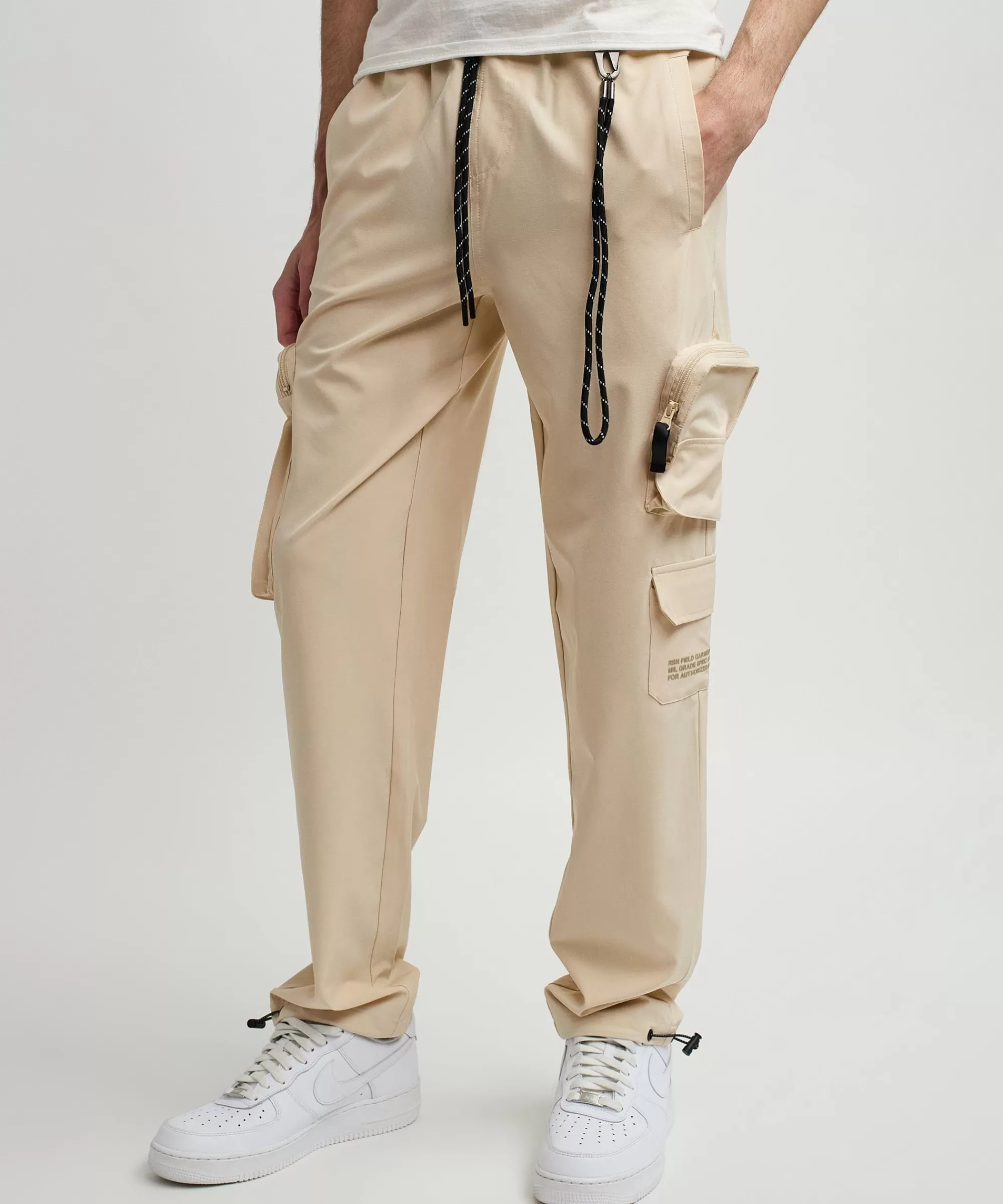 Store Bridges Utility Stretch Tech Nylon Cargo Pants - Cream Shop All Bottoms | Cargo & Utility Pants