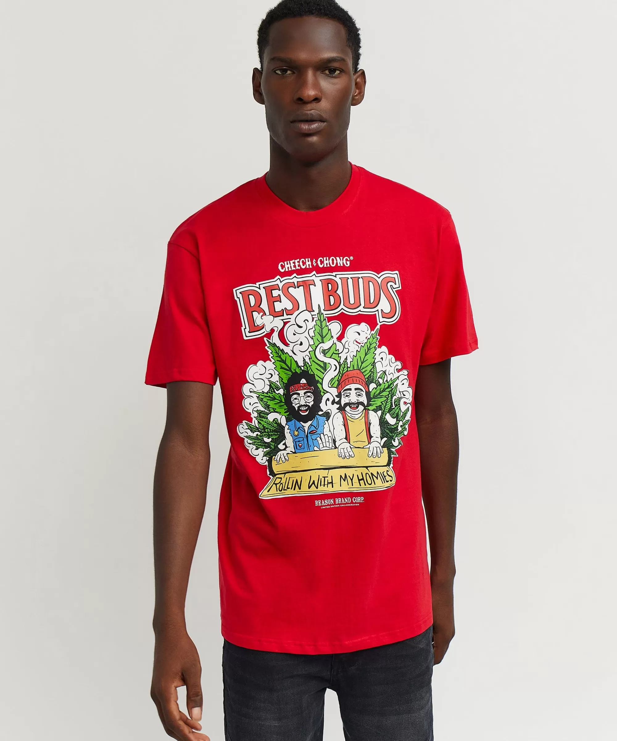 Best Cheech & Chong Best Buds Short Sleeve Tee - Red Graphic Tees