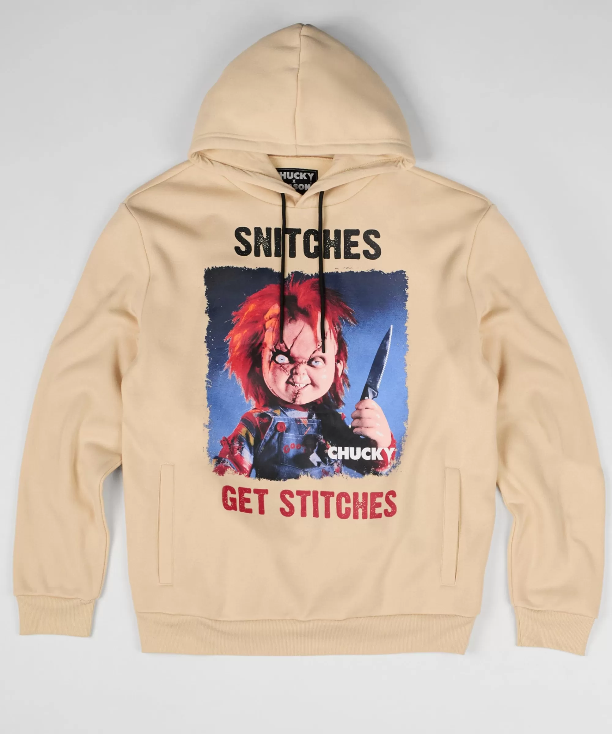 Cheap Chucky Snitches Get Stitches Hoodie - Khaki Hoodies | Hoodies