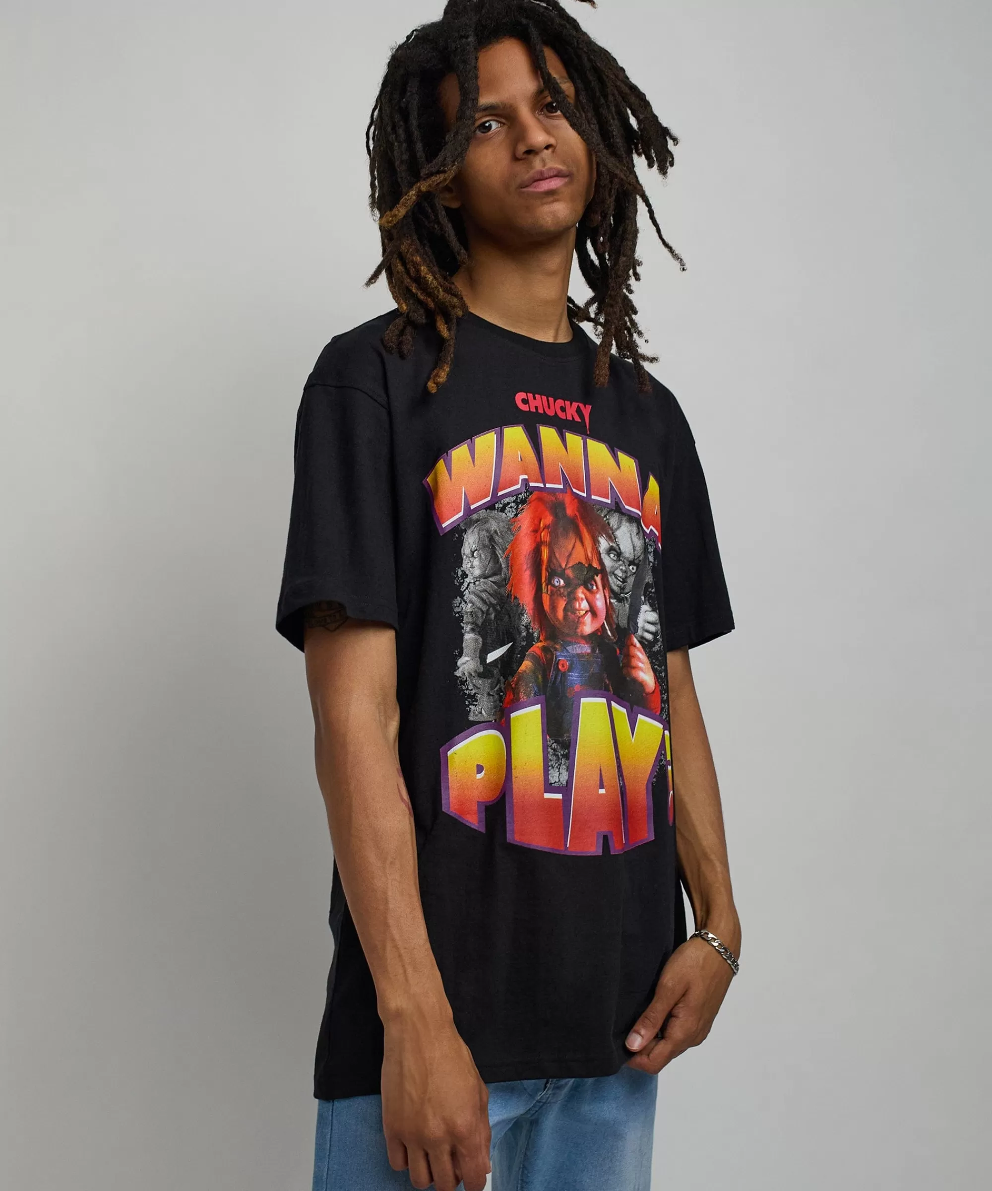 Best Chucky Wanna Play Short Sleeve Tee - Black Graphic Tees