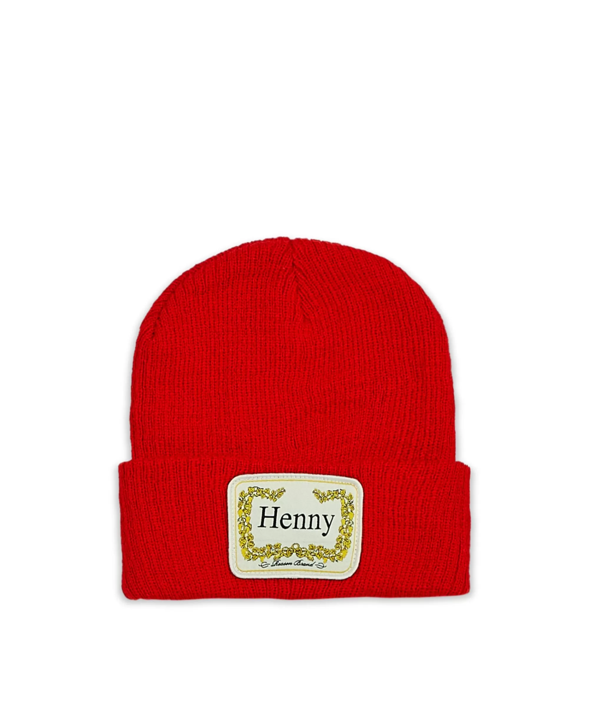 Store Cozy Henny Embroidered Patch Beanie - Red Hats | Beanies