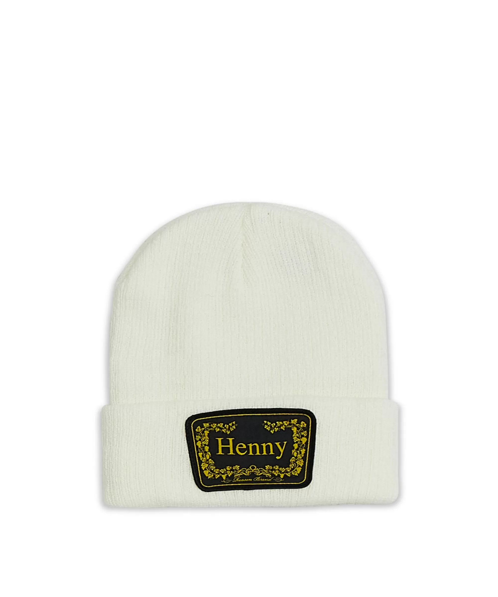 New Cozy Henny Embroidered Patch Beanie - White Beanies | Hats