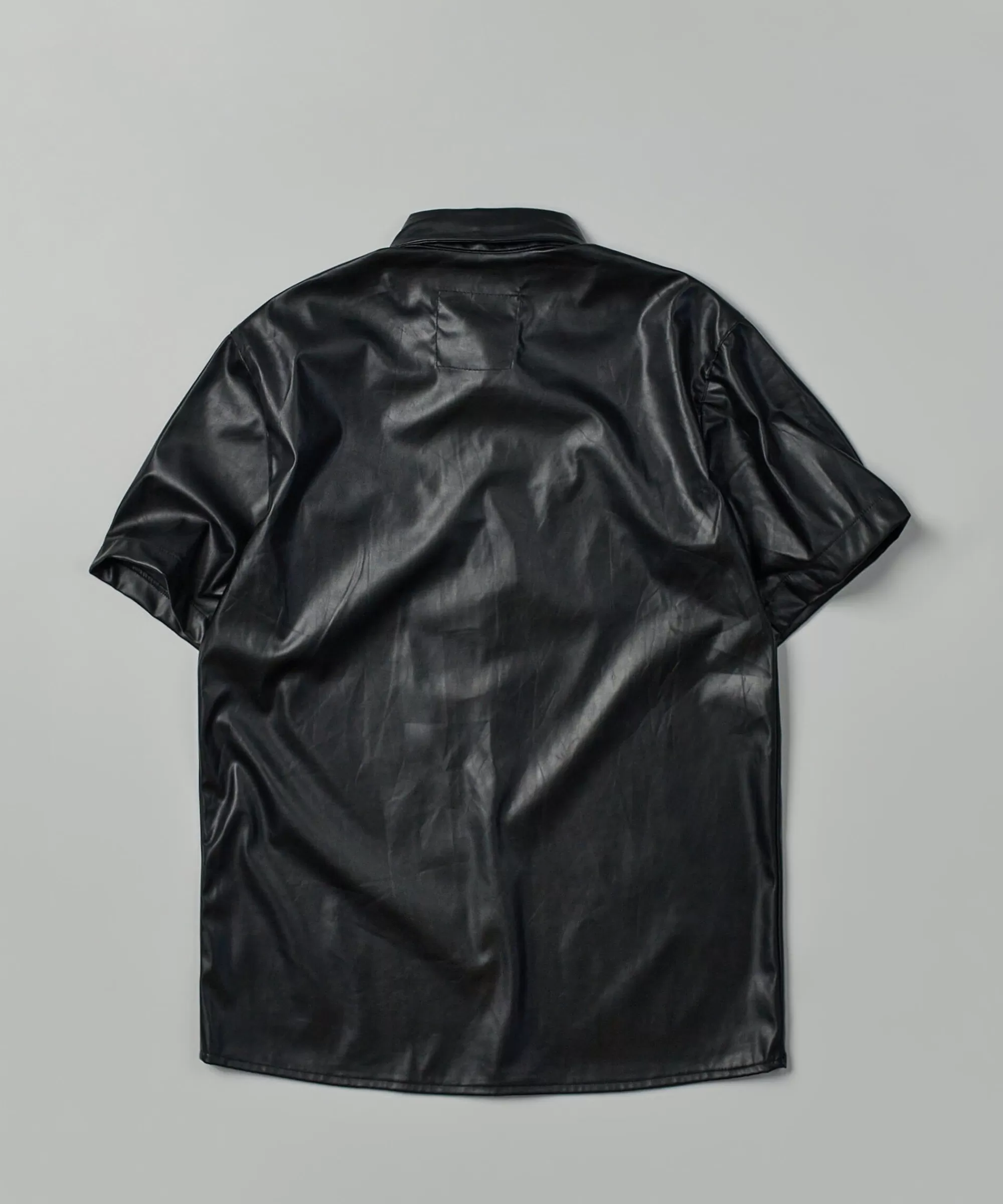 Shop Dante Faux Leather Short Sleeve Shirt - Black Button Downs