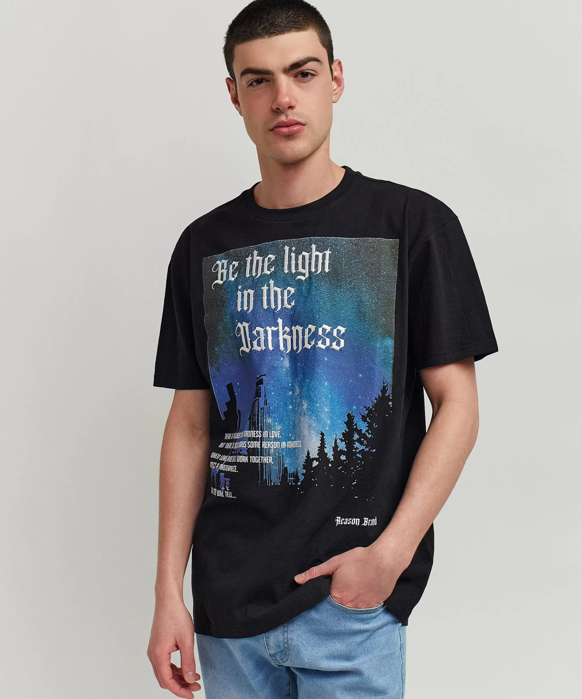 New Darkness Short Sleeve Graphic Print Tee - Black Graphic Tees