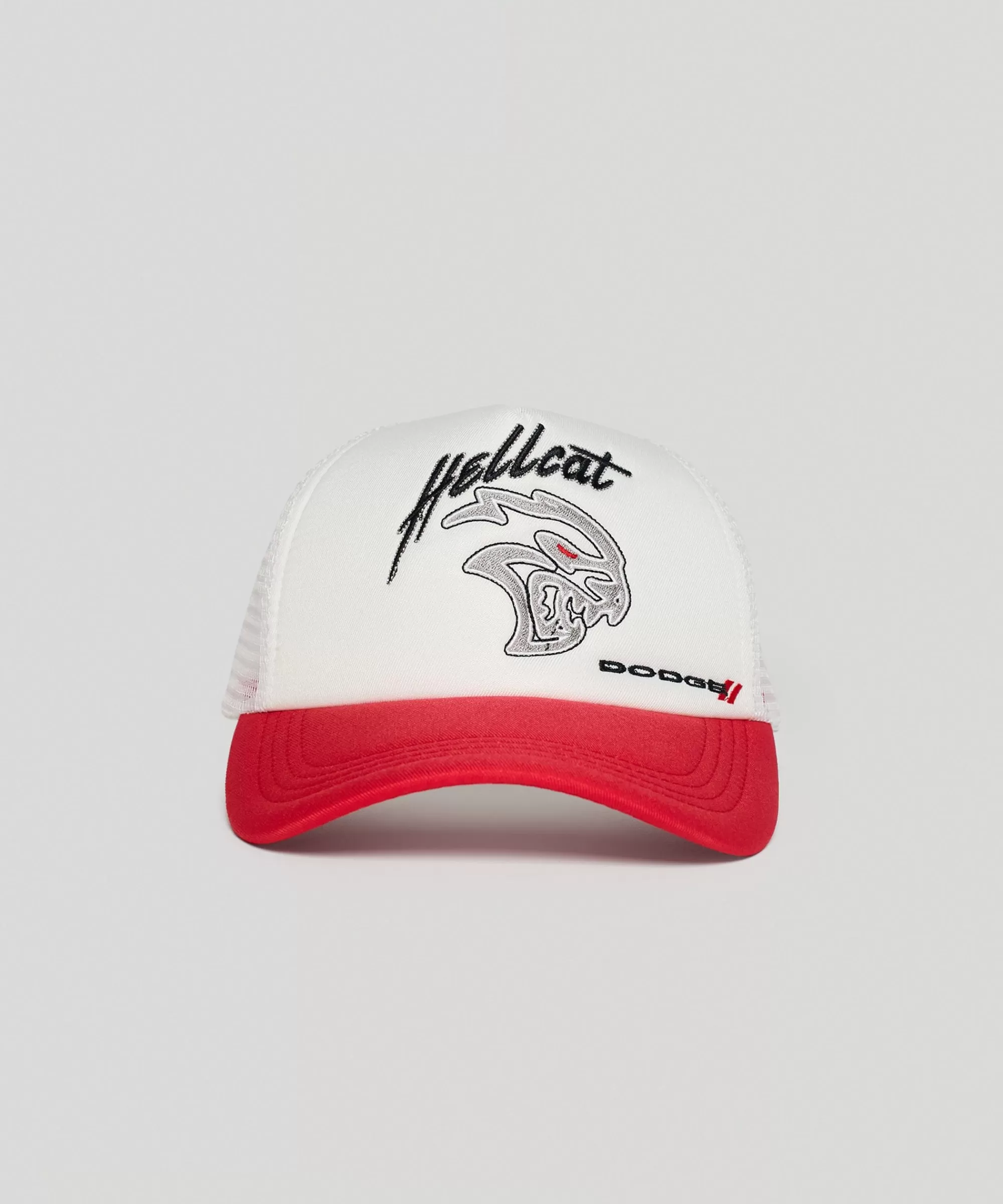 Clearance Dodge Demon Embroidery Trucker Hat - White Hats