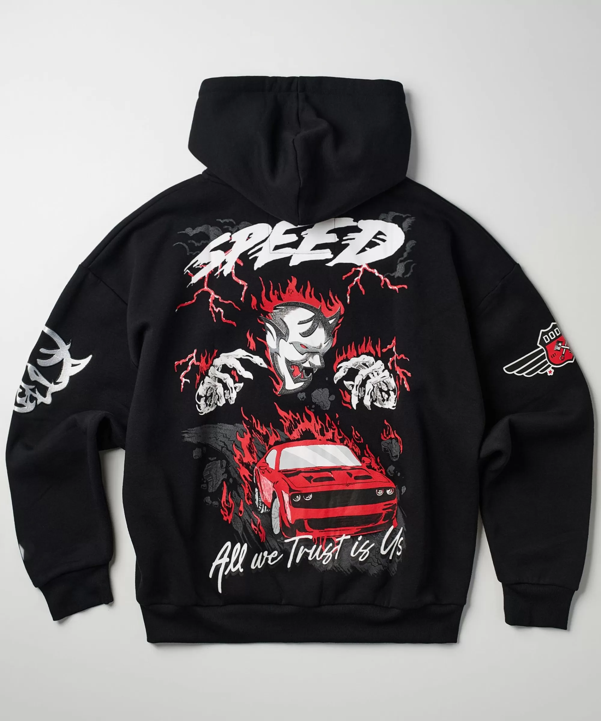 New Dodge Demon Full Zip Back Print Hoodie - Black Hoodies | Hoodies