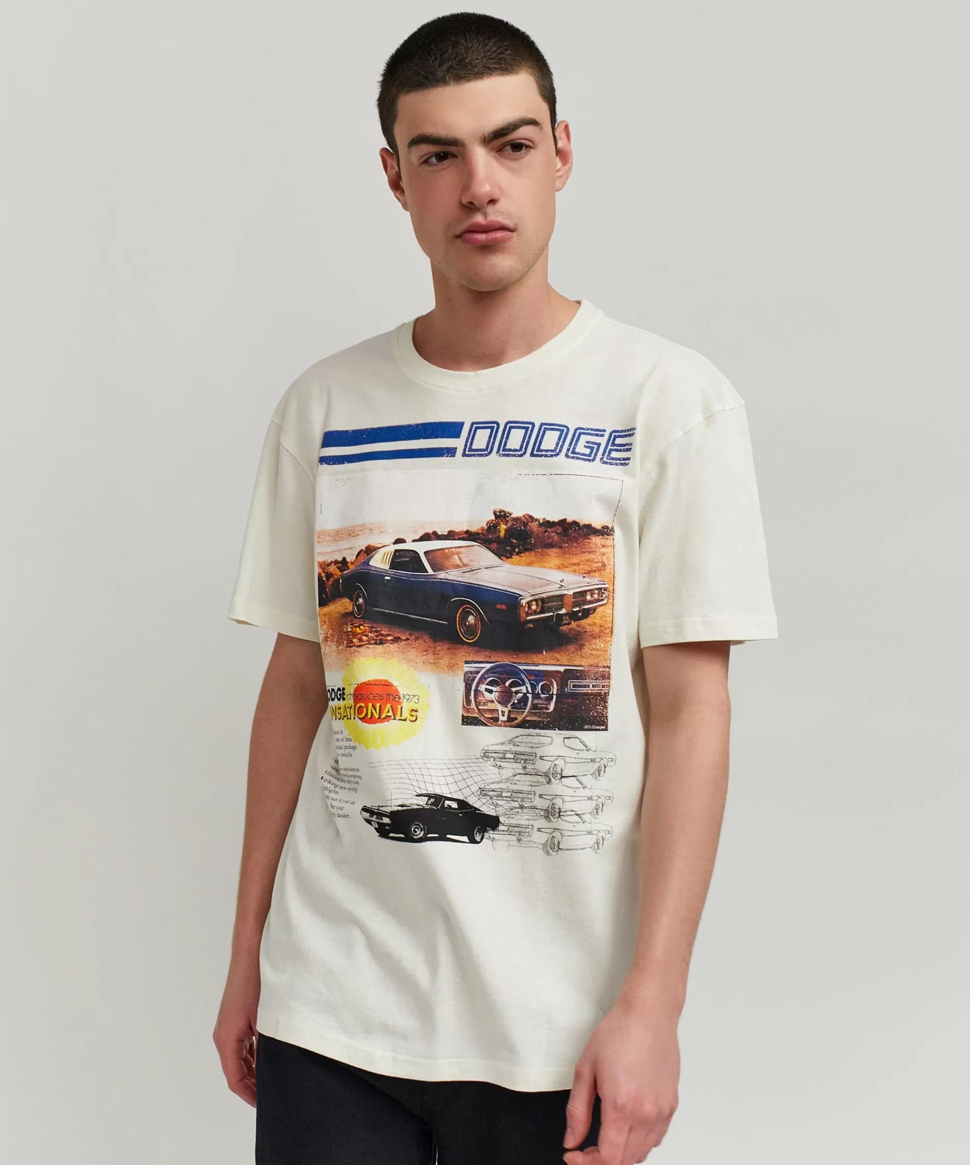 Flash Sale Dodge Retro Short Sleeve Tee - Cream Graphic Tees