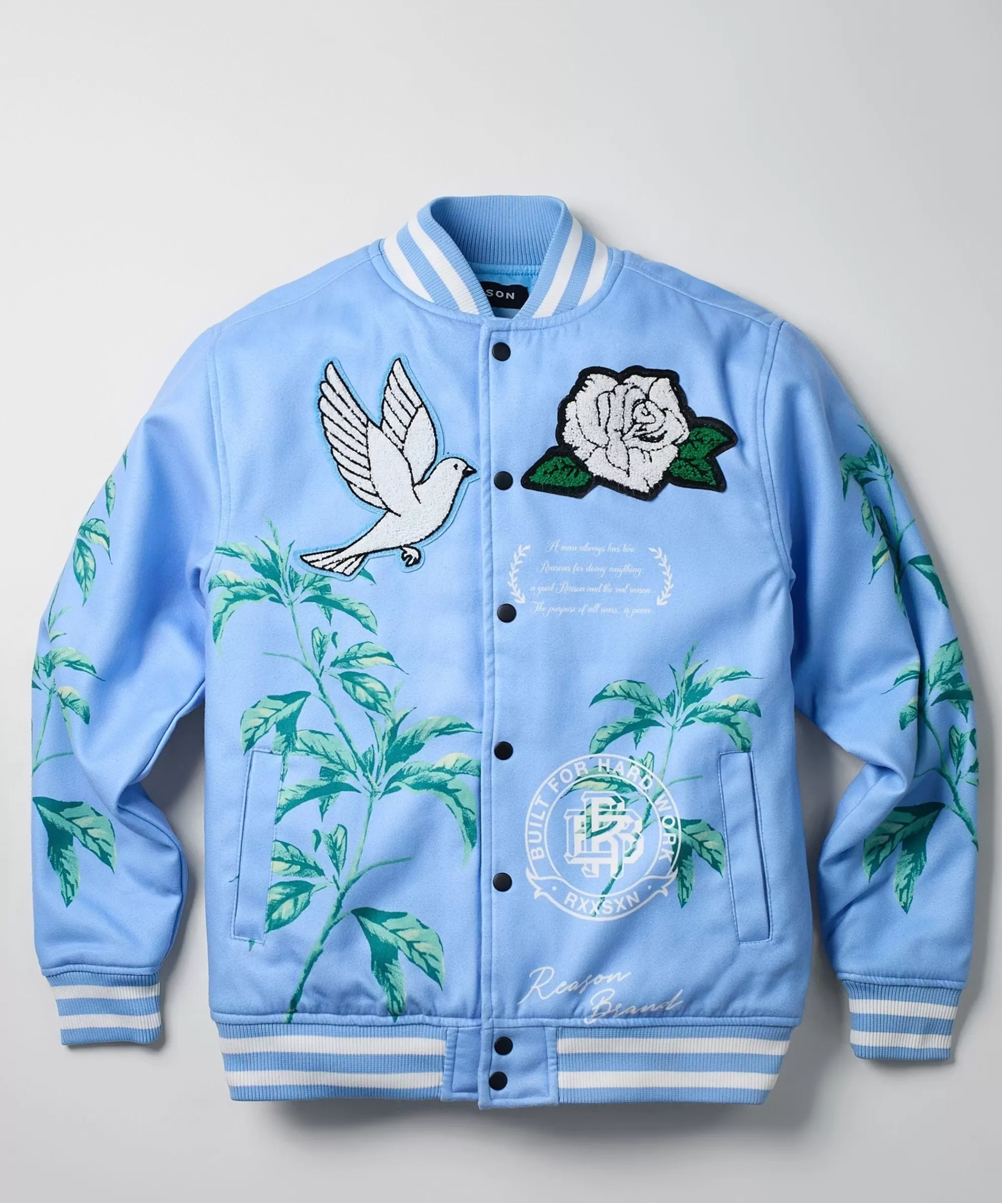 Cheap Dove Wool Varsity Jacket - Light Blue Varsity Jackets