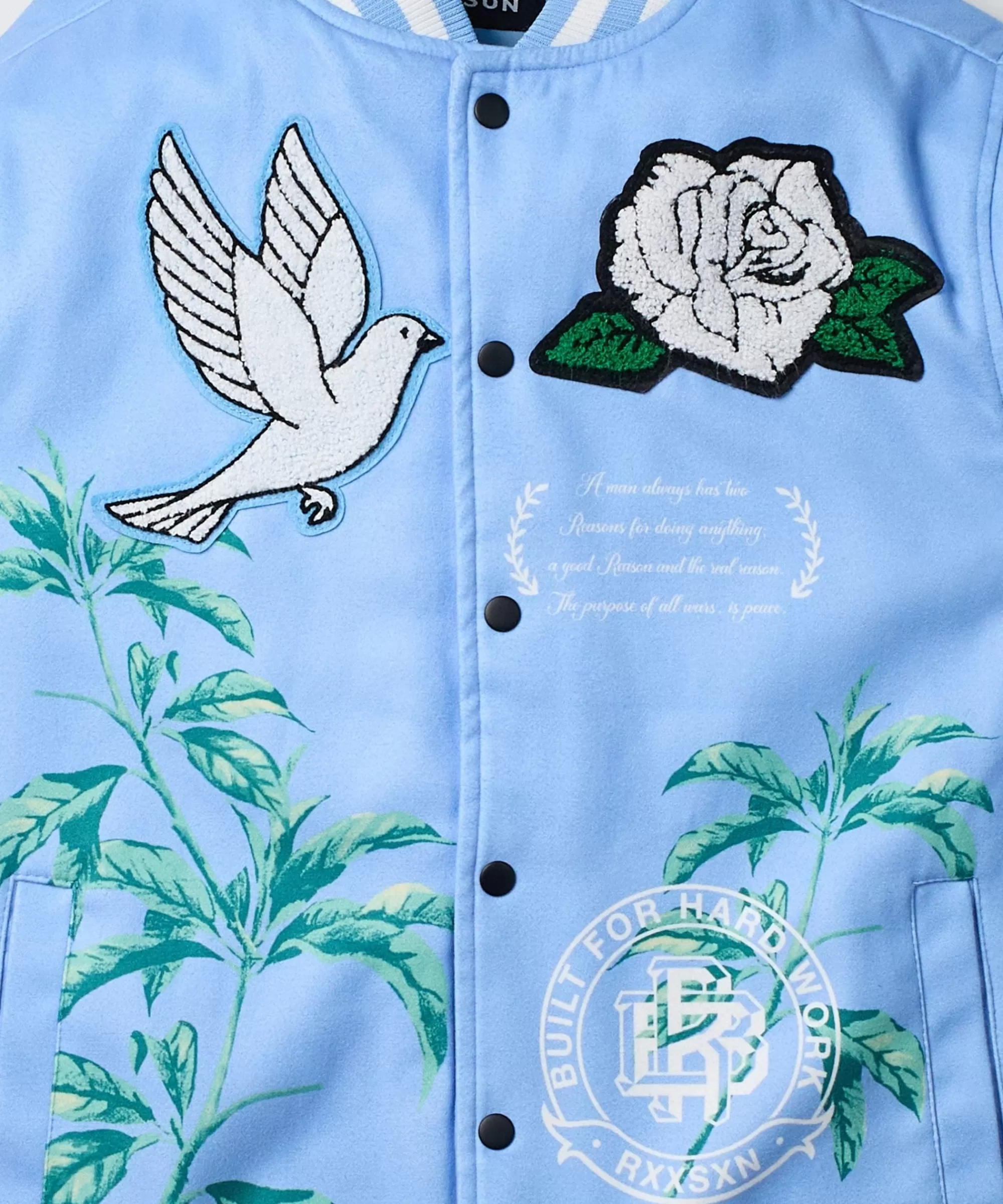 Cheap Dove Wool Varsity Jacket - Light Blue Varsity Jackets