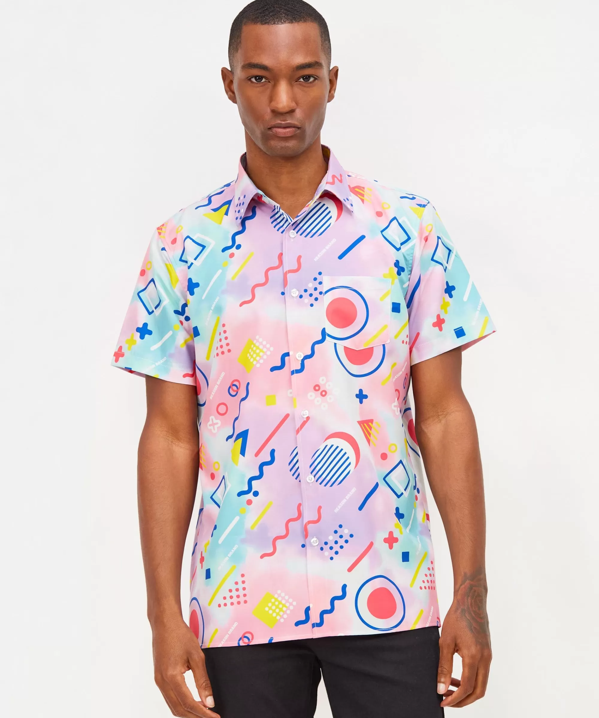 Cheap Drift Allover Print Short Sleeve Shirt Button Downs