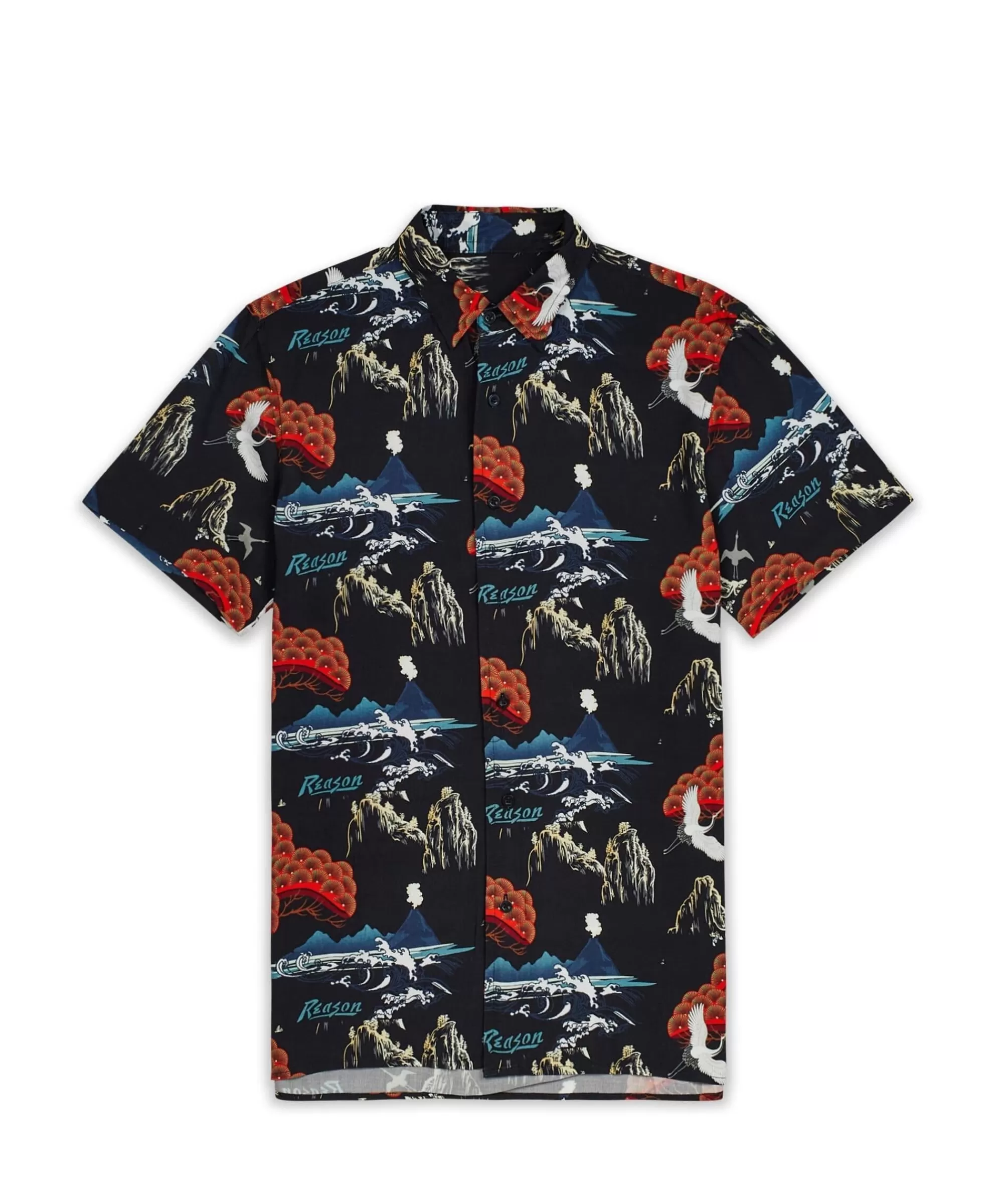 Clearance Eruption Allover Print Short Sleeve Shirt Button Downs