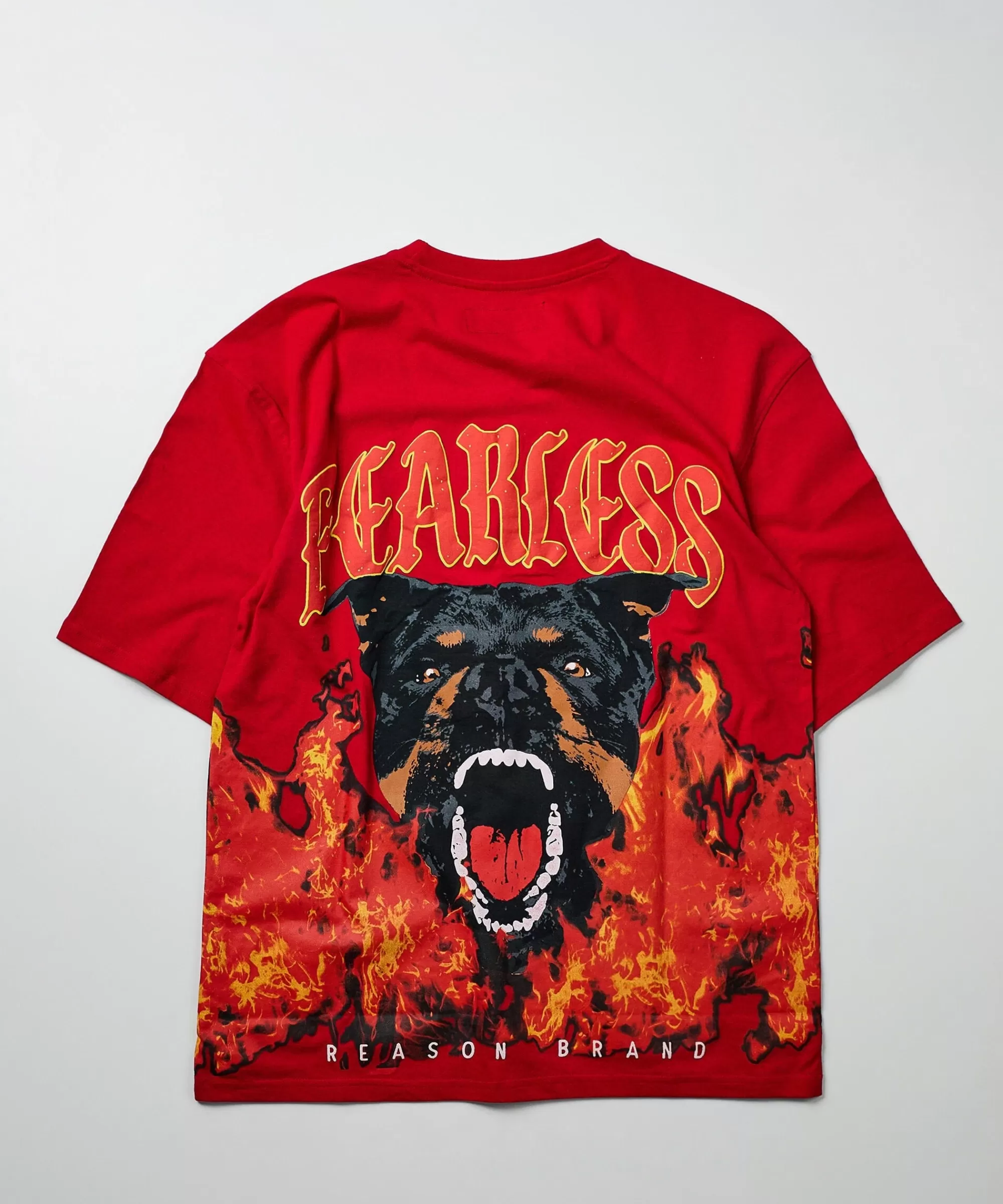 Cheap Fearless Oversized Short Sleeve Graphic Tee - Red Oversized Tees | Graphic Tees