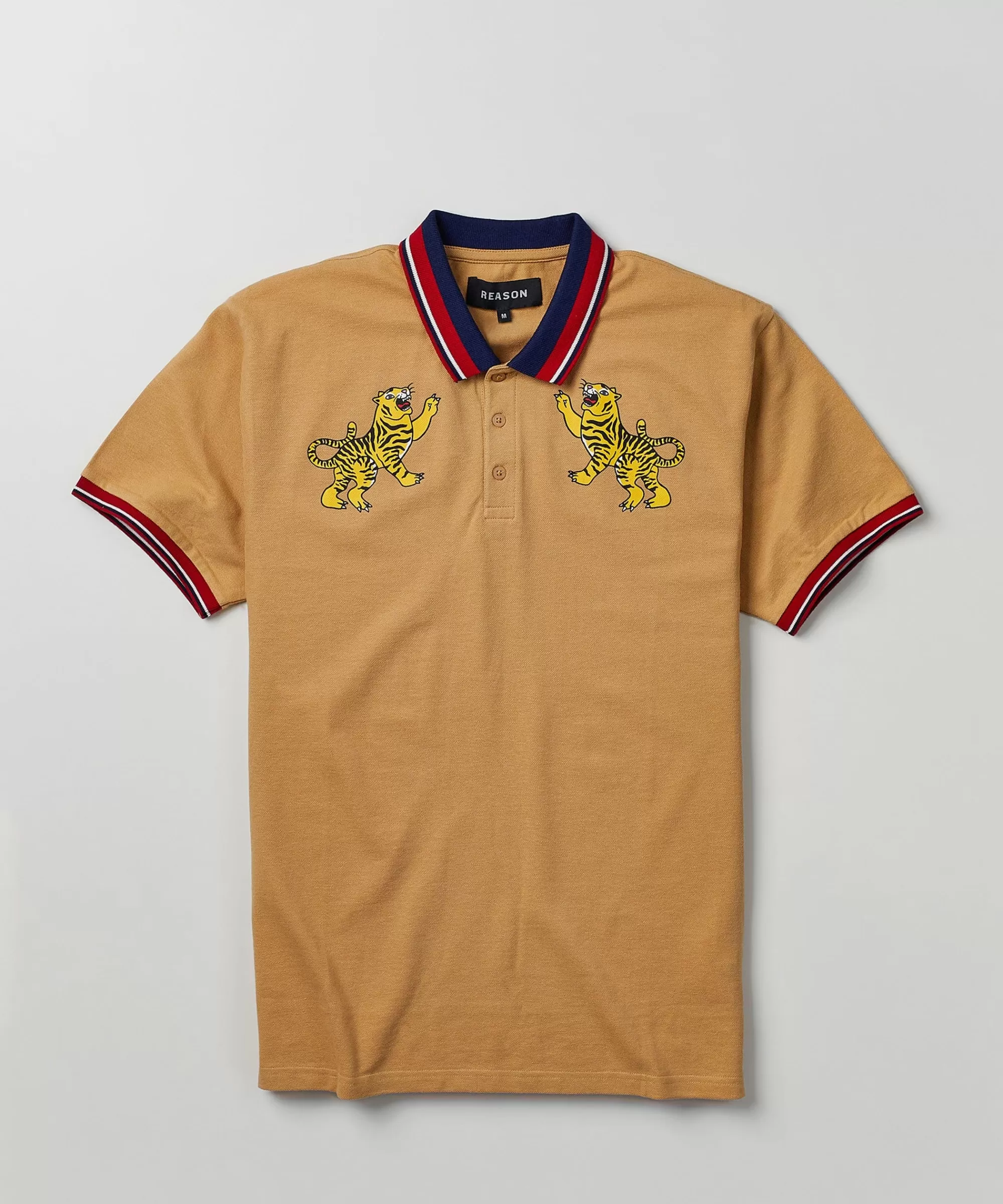 Store Fearless Tiger Embroidered Polo Shirt - Khaki Graphic Tees | Polos