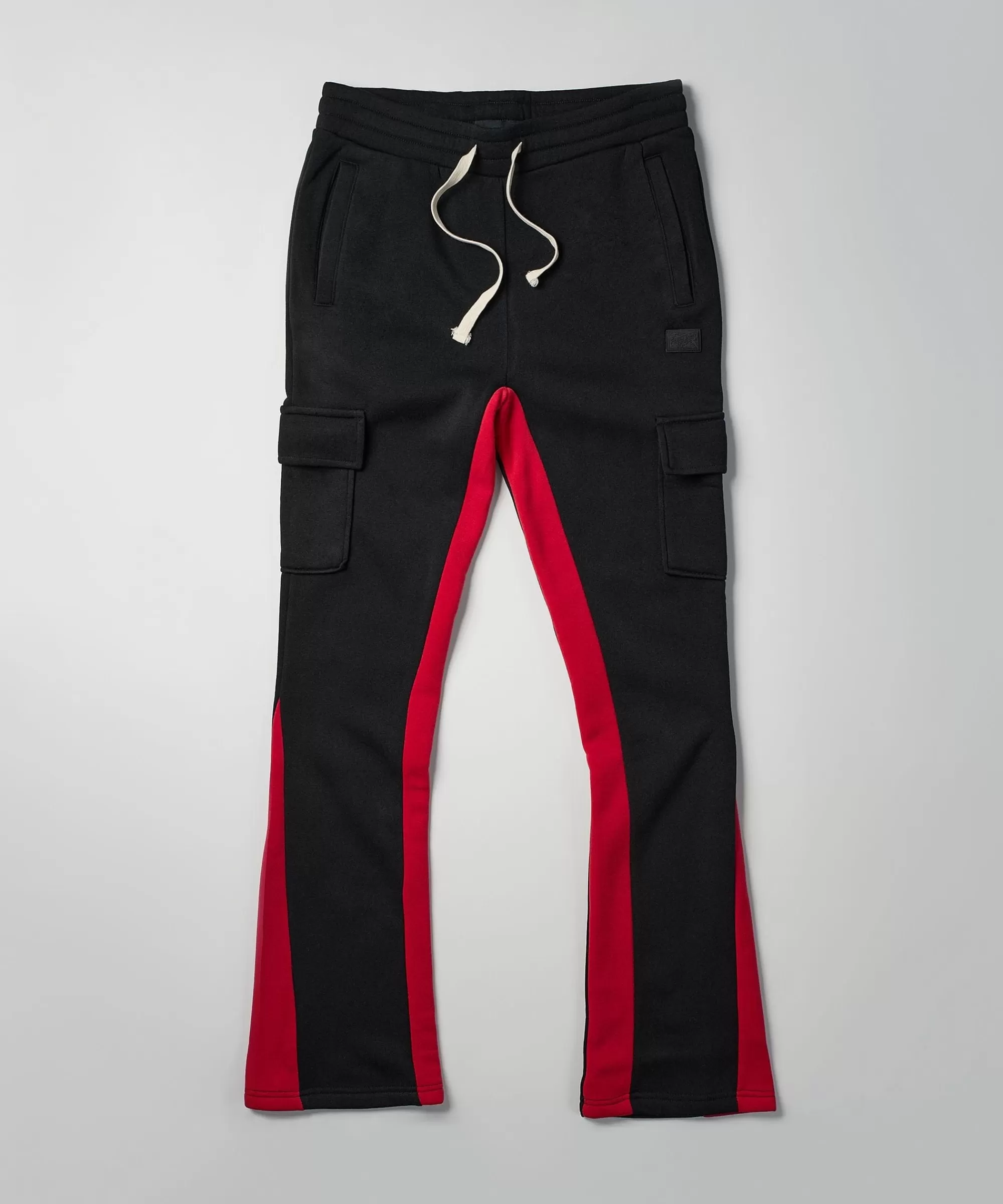 Cheap Flare Fleece Sweatpants - Black And Red Sweatpants