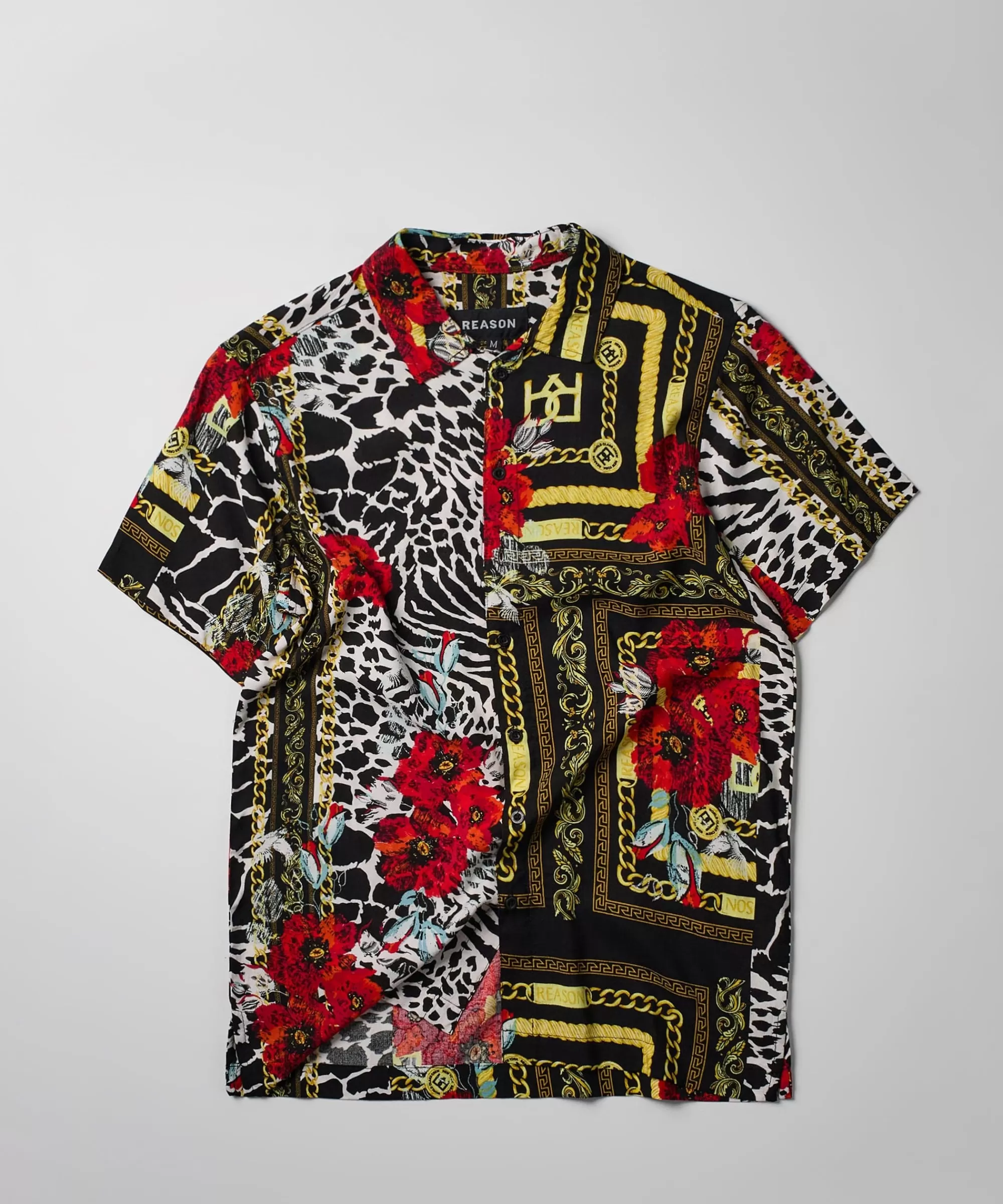 Clearance Floral & Chains Short Sleeve Woven Shirt Button Downs