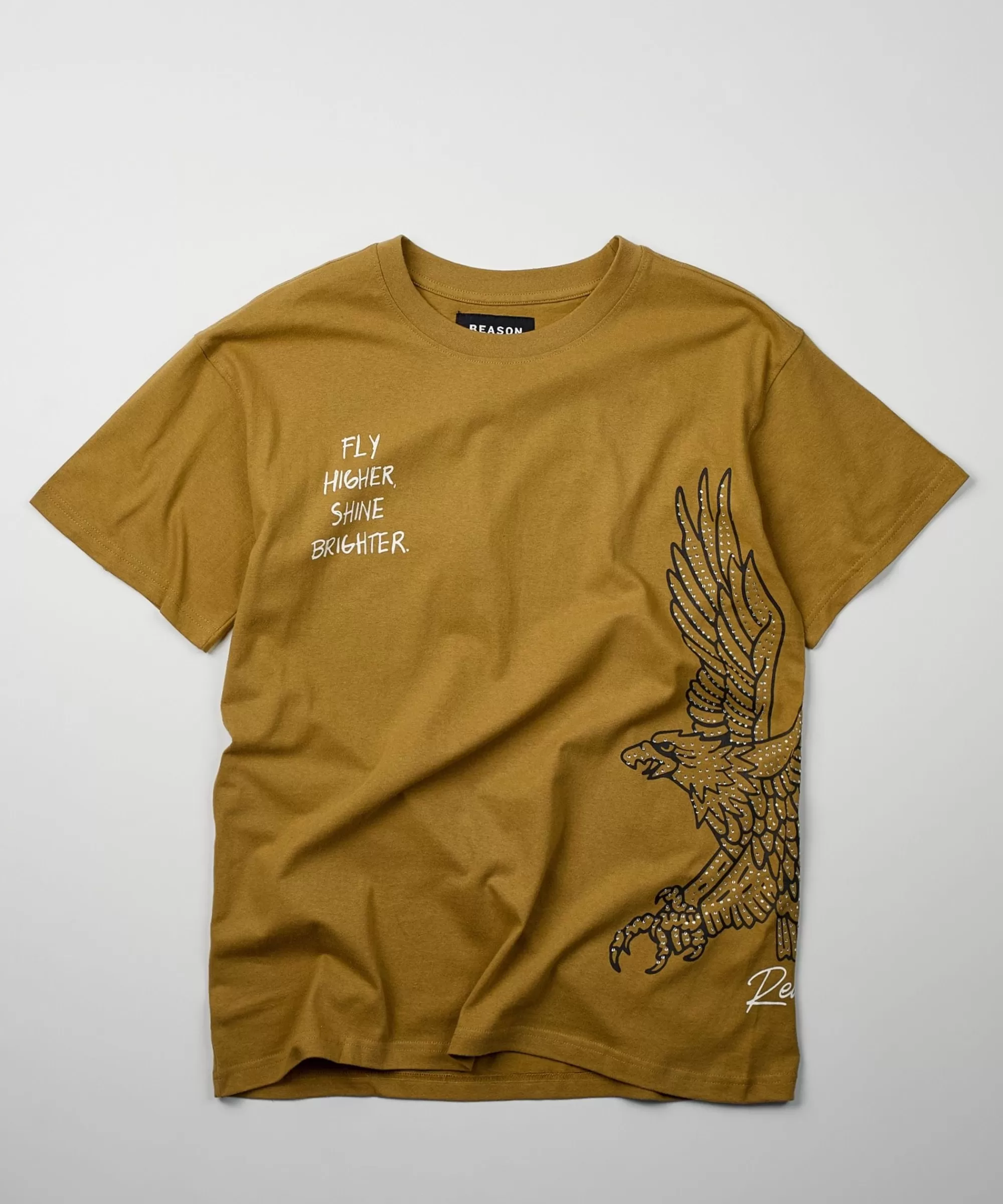 Flash Sale Fly Higher Rhinestone Short Sleeve Tee - Olive Green Graphic Tees