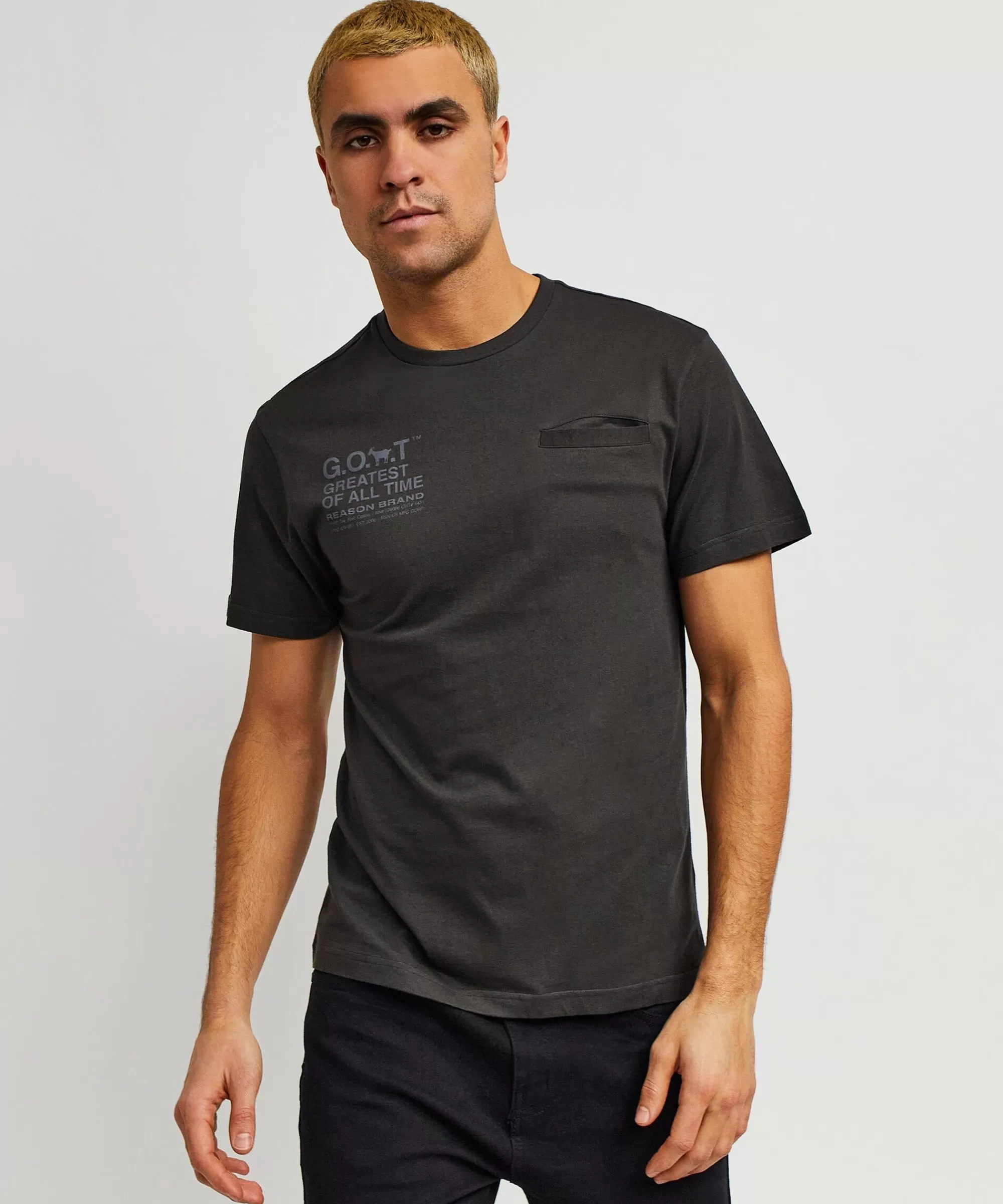 Cheap Goat Utility Stretch Tech Nylon Cargo Short Sleeve Tee Shirt - Black Graphic Tees