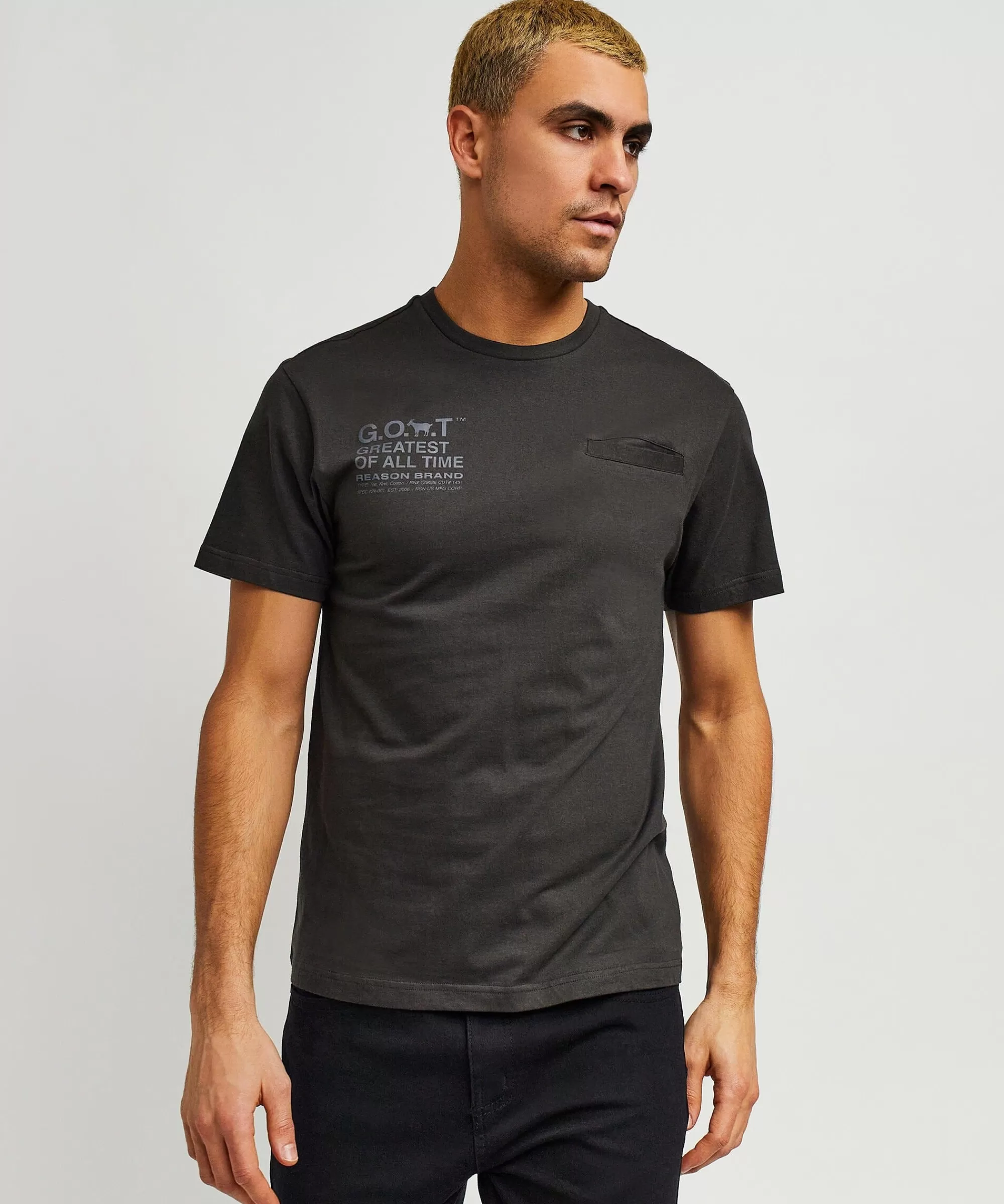 Cheap Goat Utility Stretch Tech Nylon Cargo Short Sleeve Tee Shirt - Black Graphic Tees
