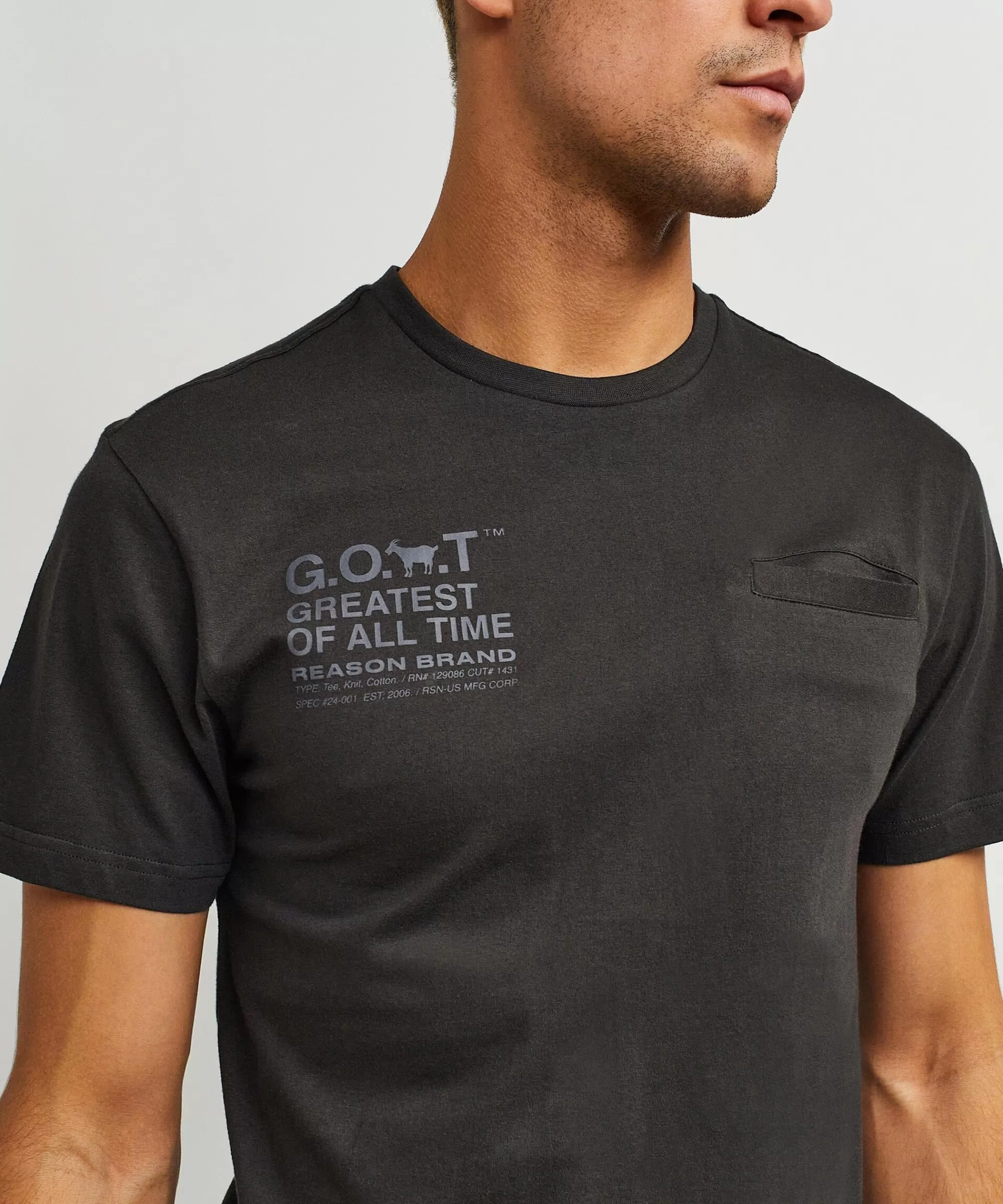 Cheap Goat Utility Stretch Tech Nylon Cargo Short Sleeve Tee Shirt - Black Graphic Tees