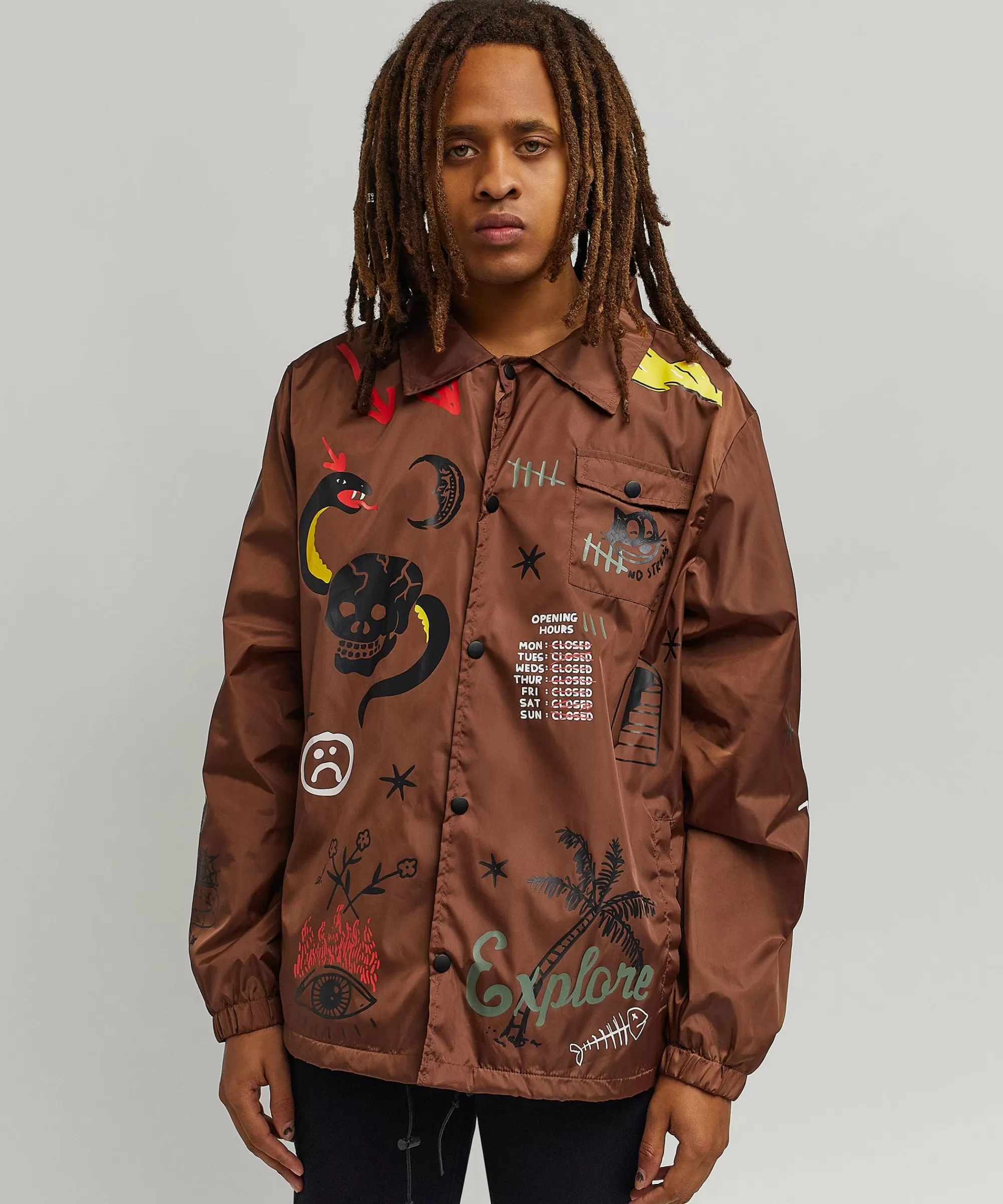 Cheap Gritty Coaches Jacket - Brown Lightweight Jackets