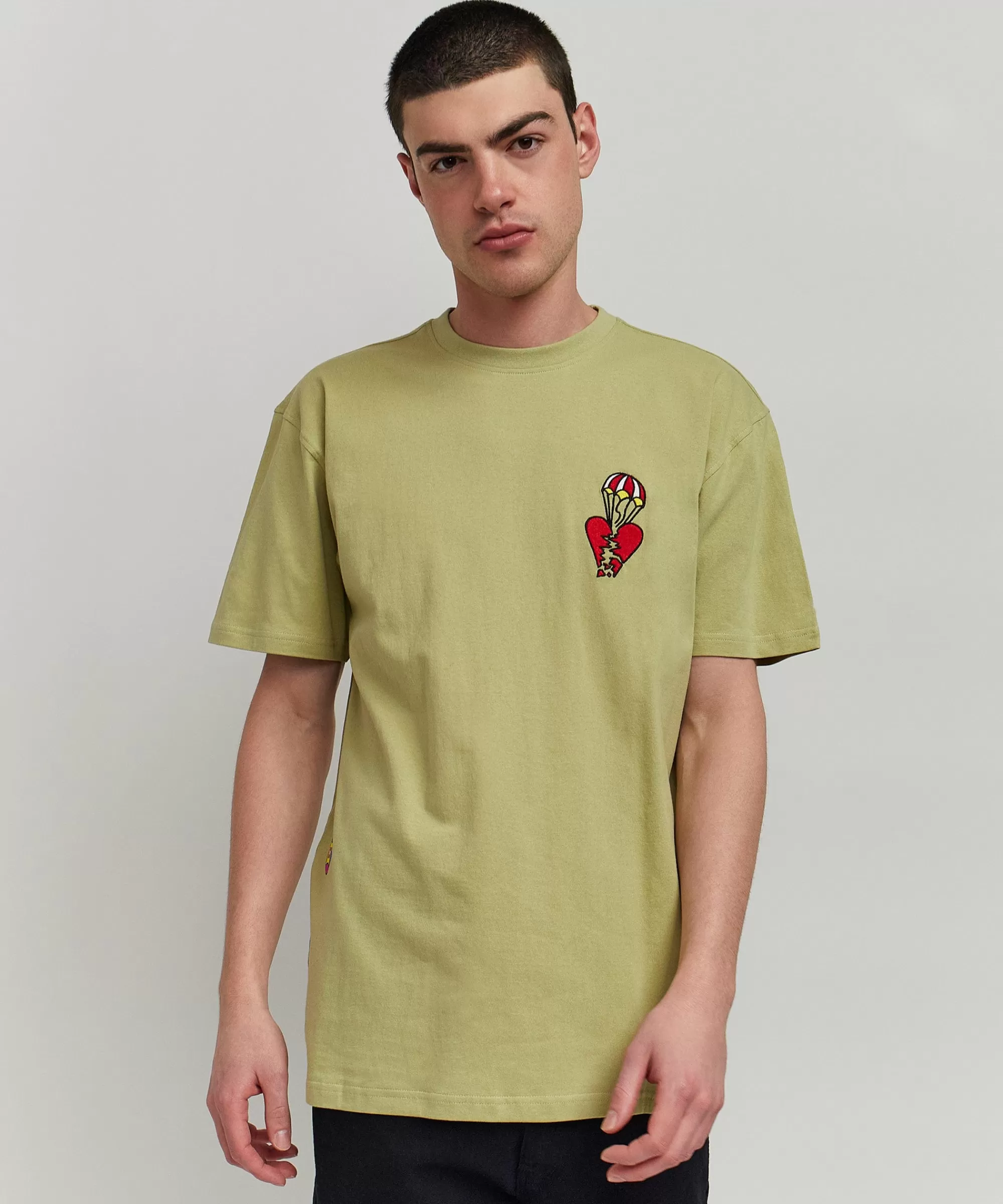 Hot Heart Broken Short Sleeve Tee - Olive Green Graphic Tees