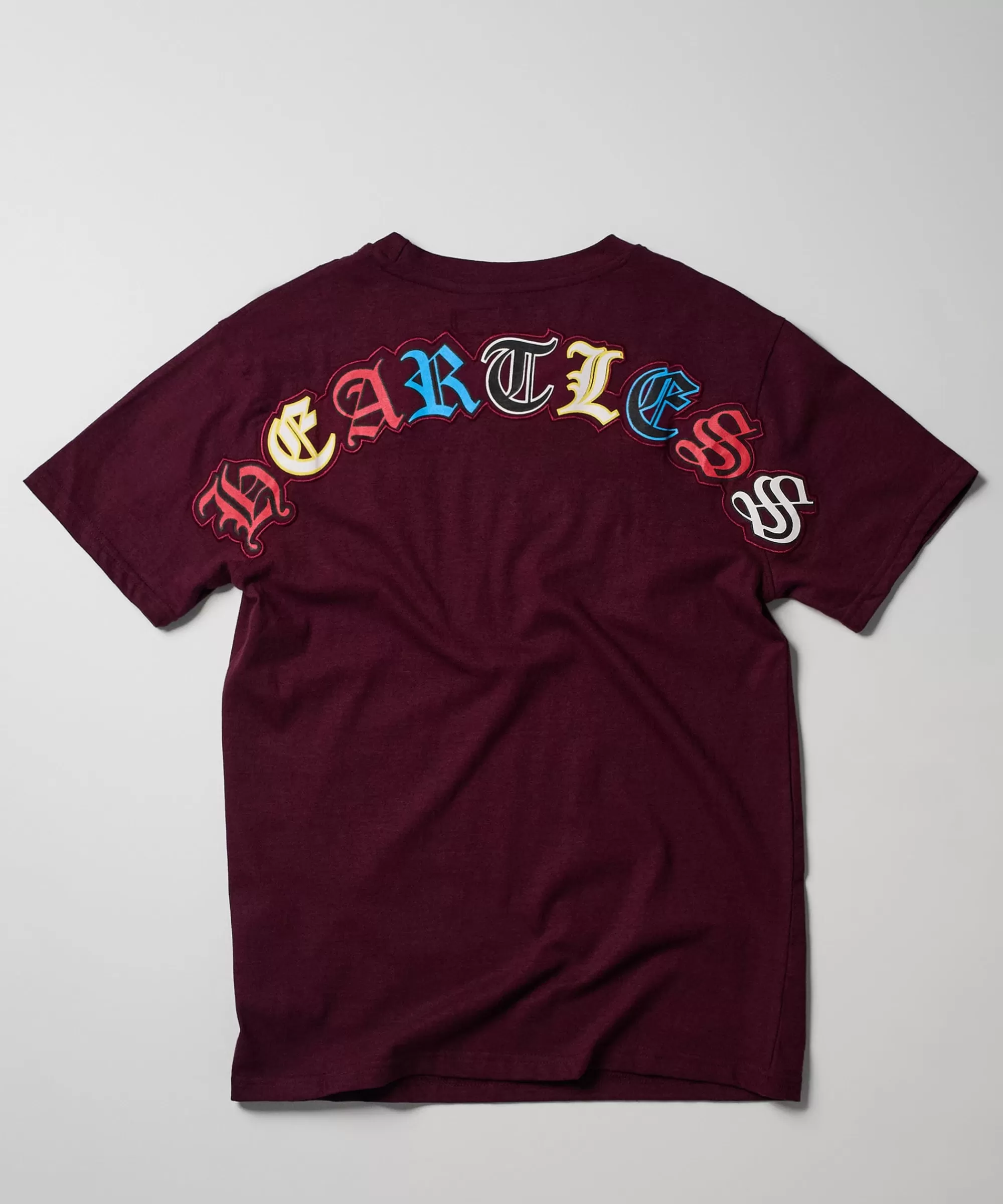 Cheap Heartless Embroidered Short Sleeve Tee - Burgundy Graphic Tees