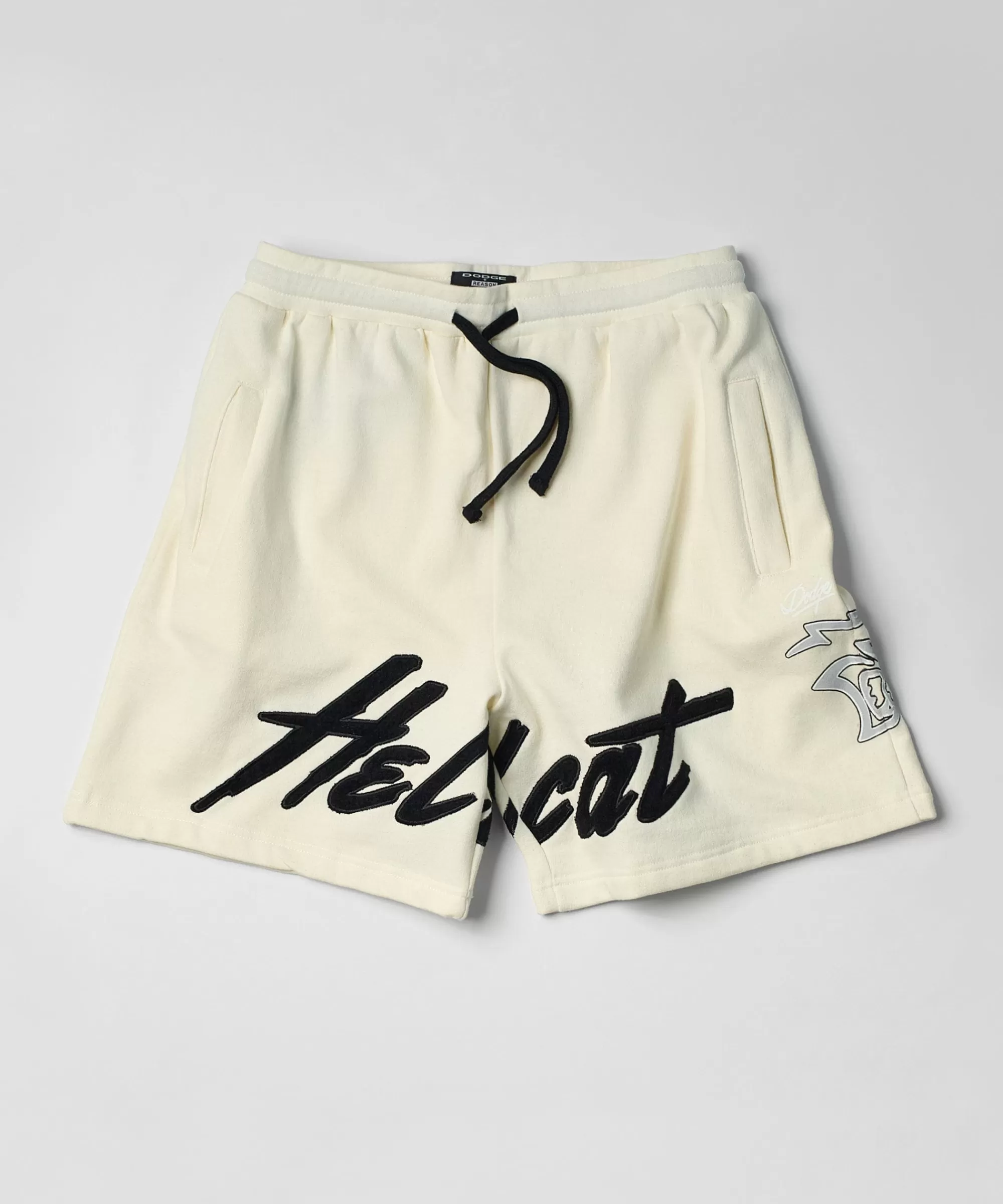 Hot Hellcat Embroidered Fleece Shorts - Off White Shorts