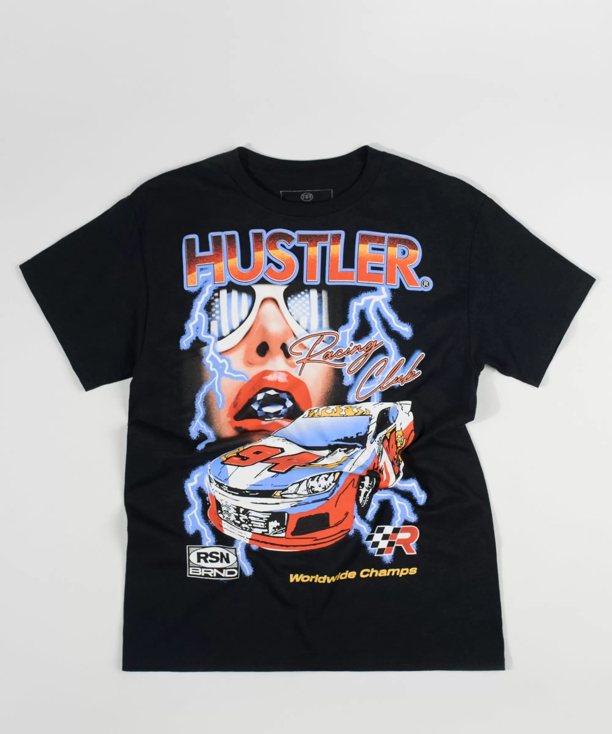 Clearance Hustler Racing Short Sleeve Graphic Tee - Black Graphic Tees