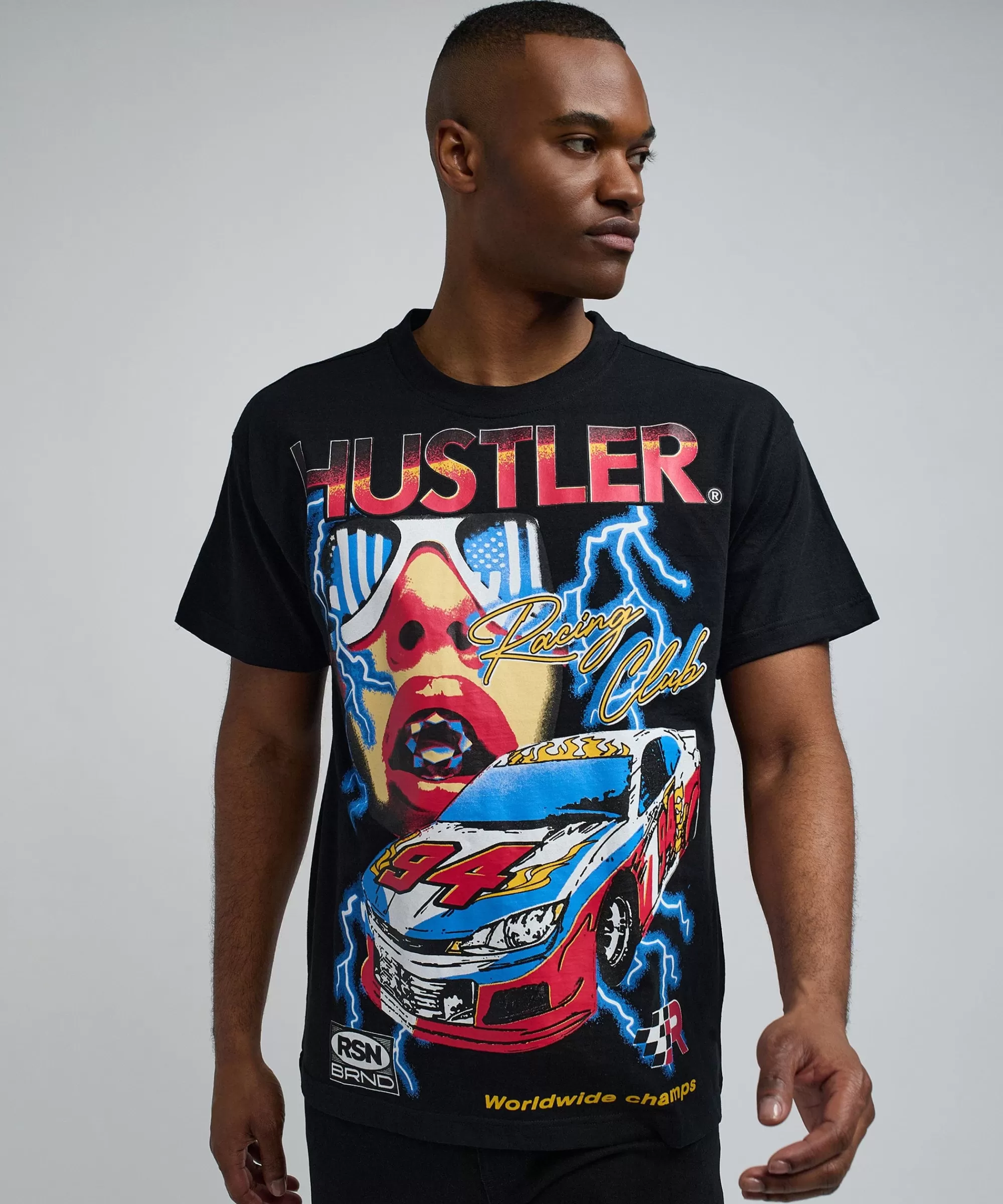 Clearance Hustler Racing Short Sleeve Graphic Tee - Black Graphic Tees