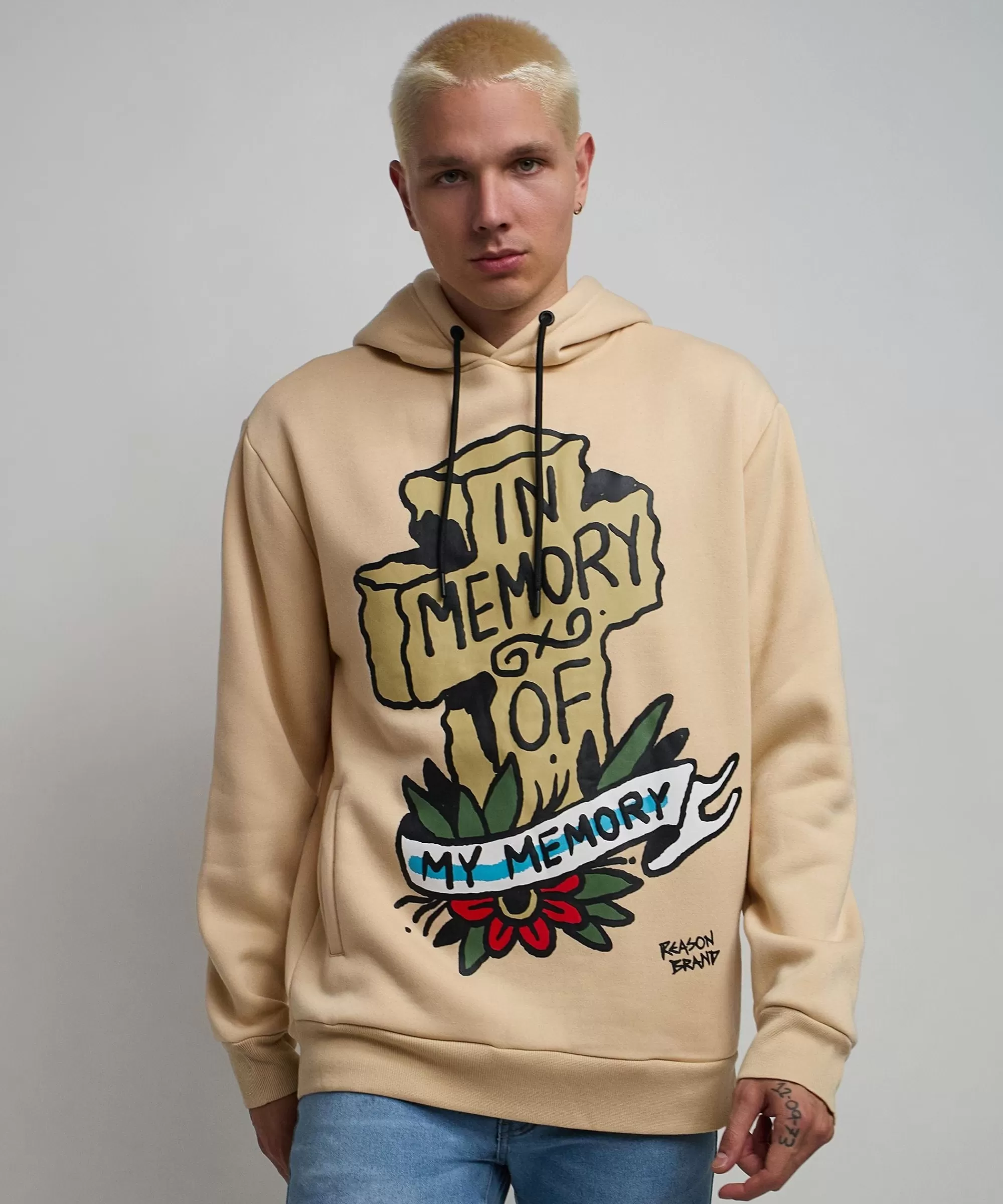 Shop In Memory Of Graphic Print Hoodie - Khaki Hoodies | Hoodies