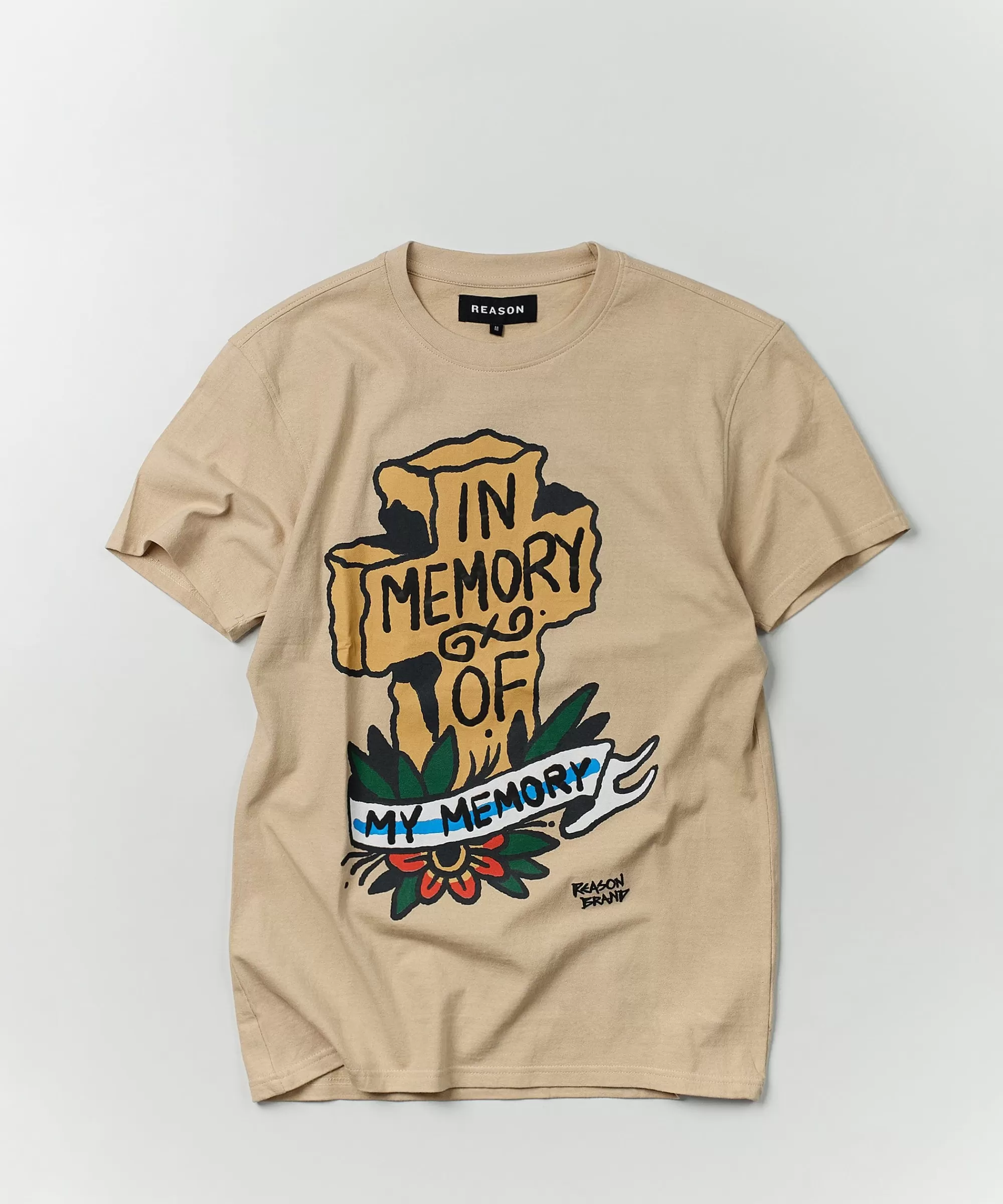 Shop In Memory Of Short Sleeve Tee - Sand Graphic Tees