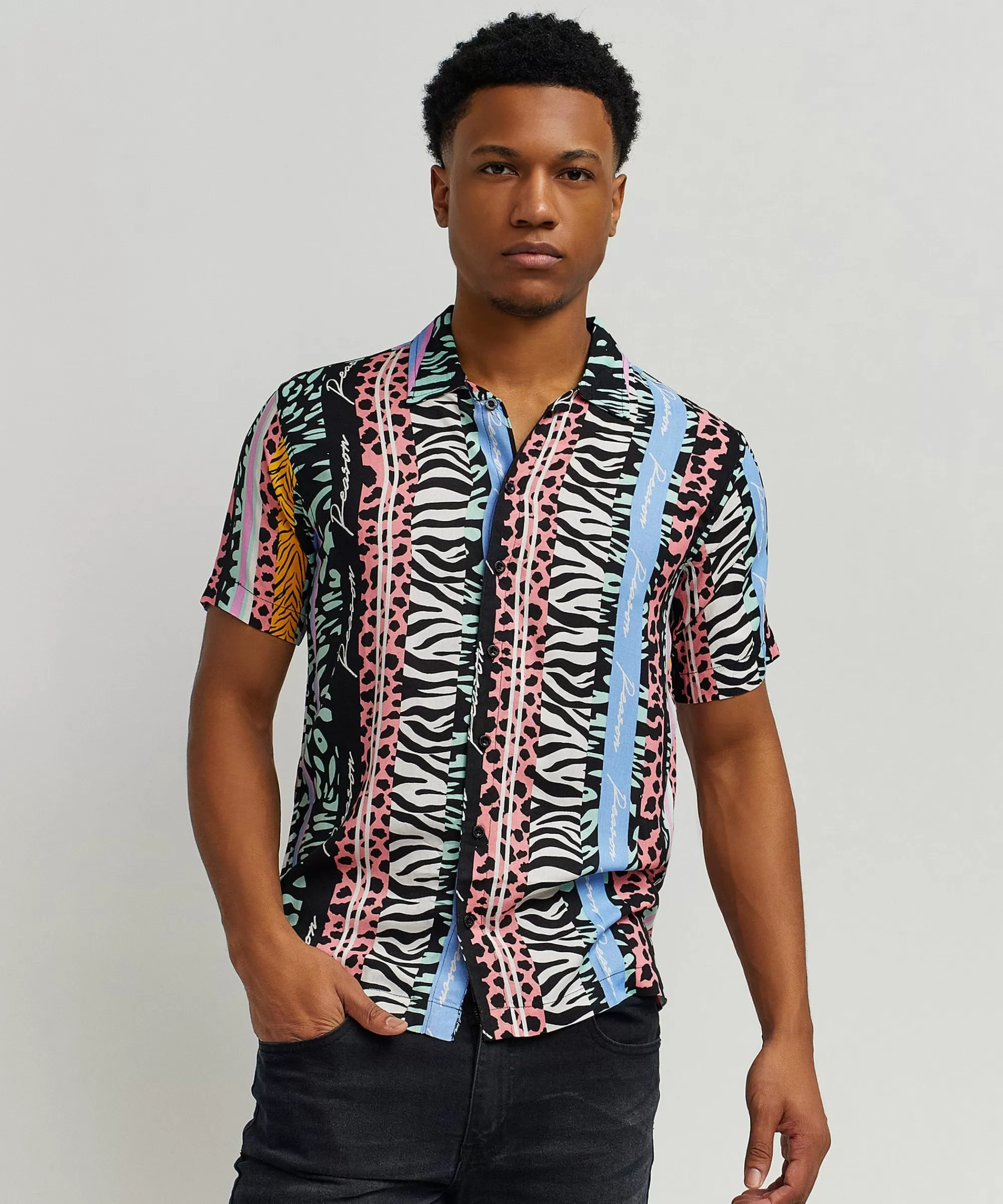 Store Jungle Fever Allover Print Short Sleeve Shirt Button Downs