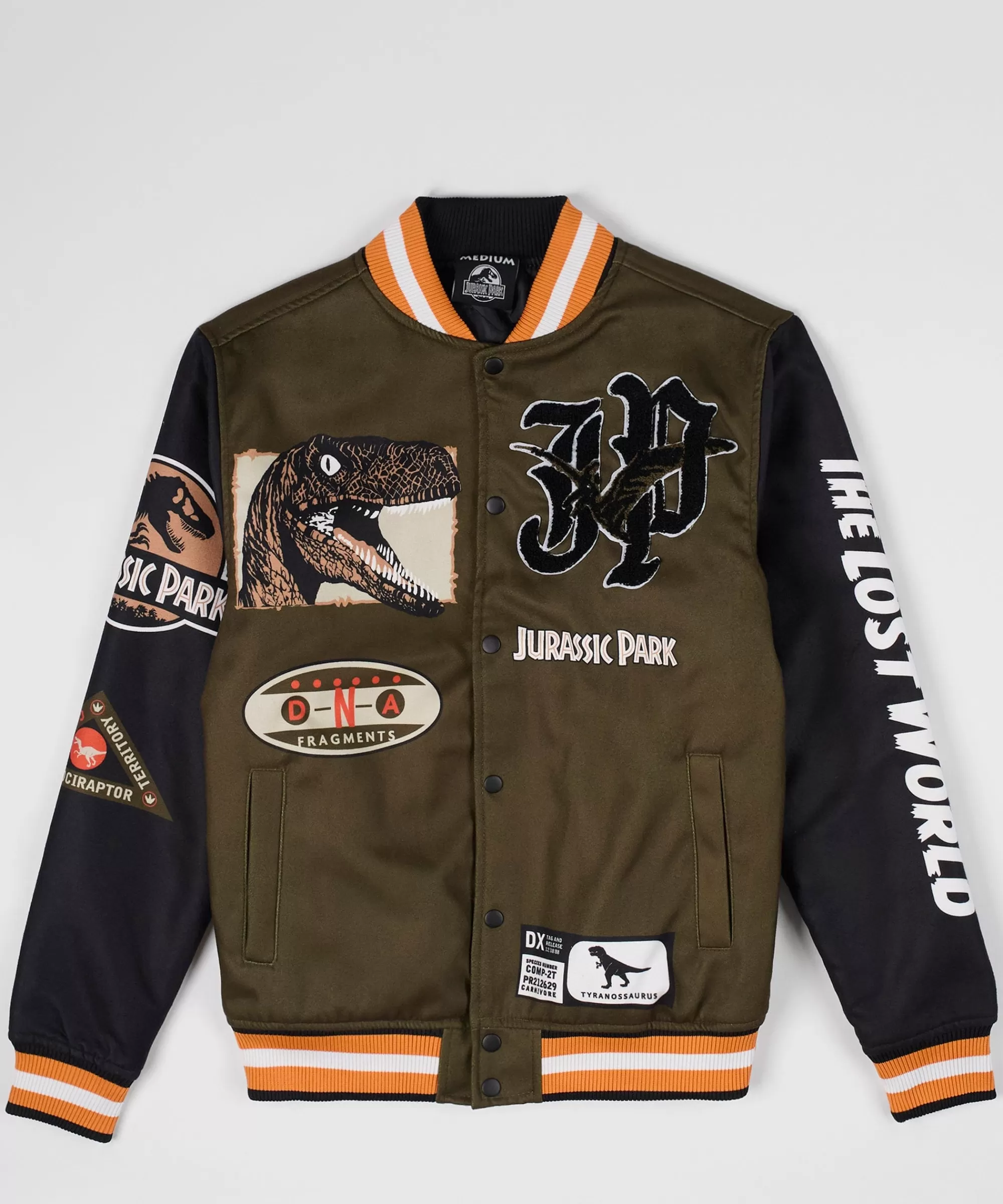 New Jurassic Park Varsity Jacket - Olive Green Varsity Jackets