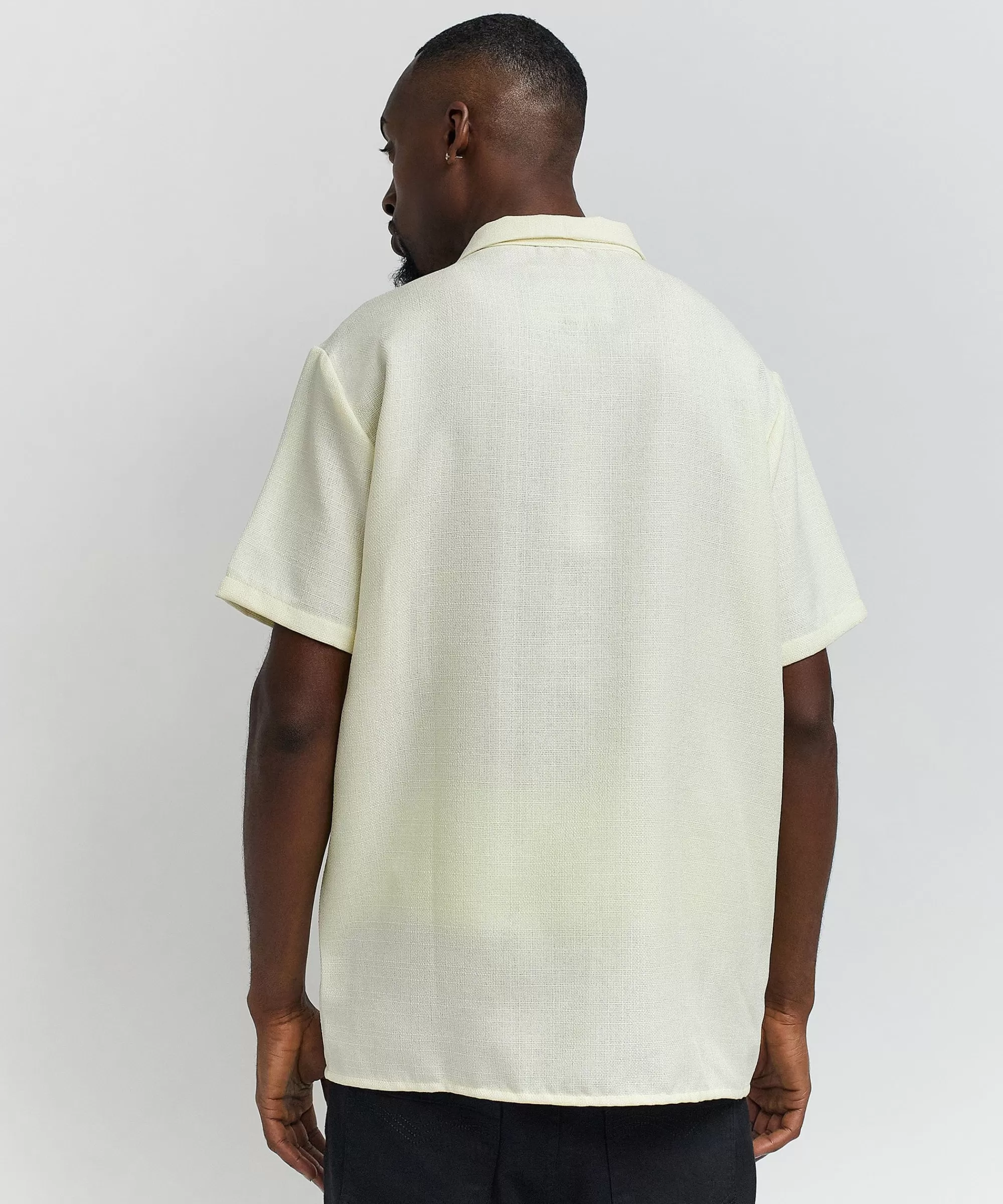 Discount Kamikaze Linen Texture Button Down Short Sleeve Shirt - Tan Button Downs