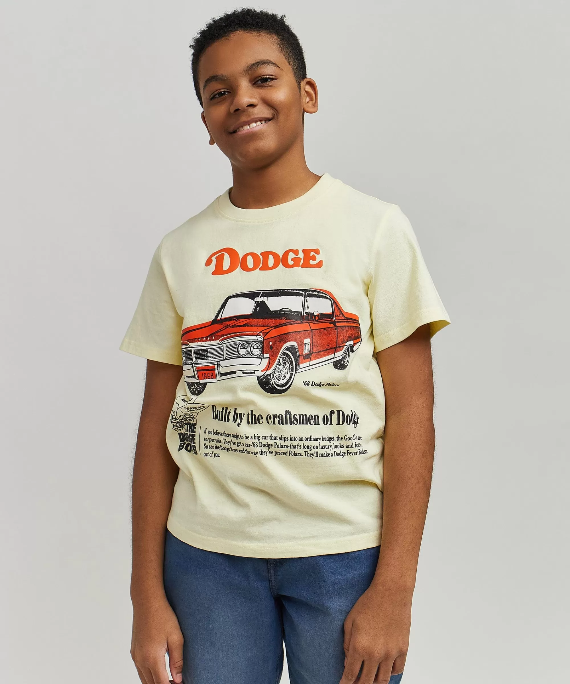 Online Kids Dodge Boys Short Sleeve Tee - Khaki Graphic Tees