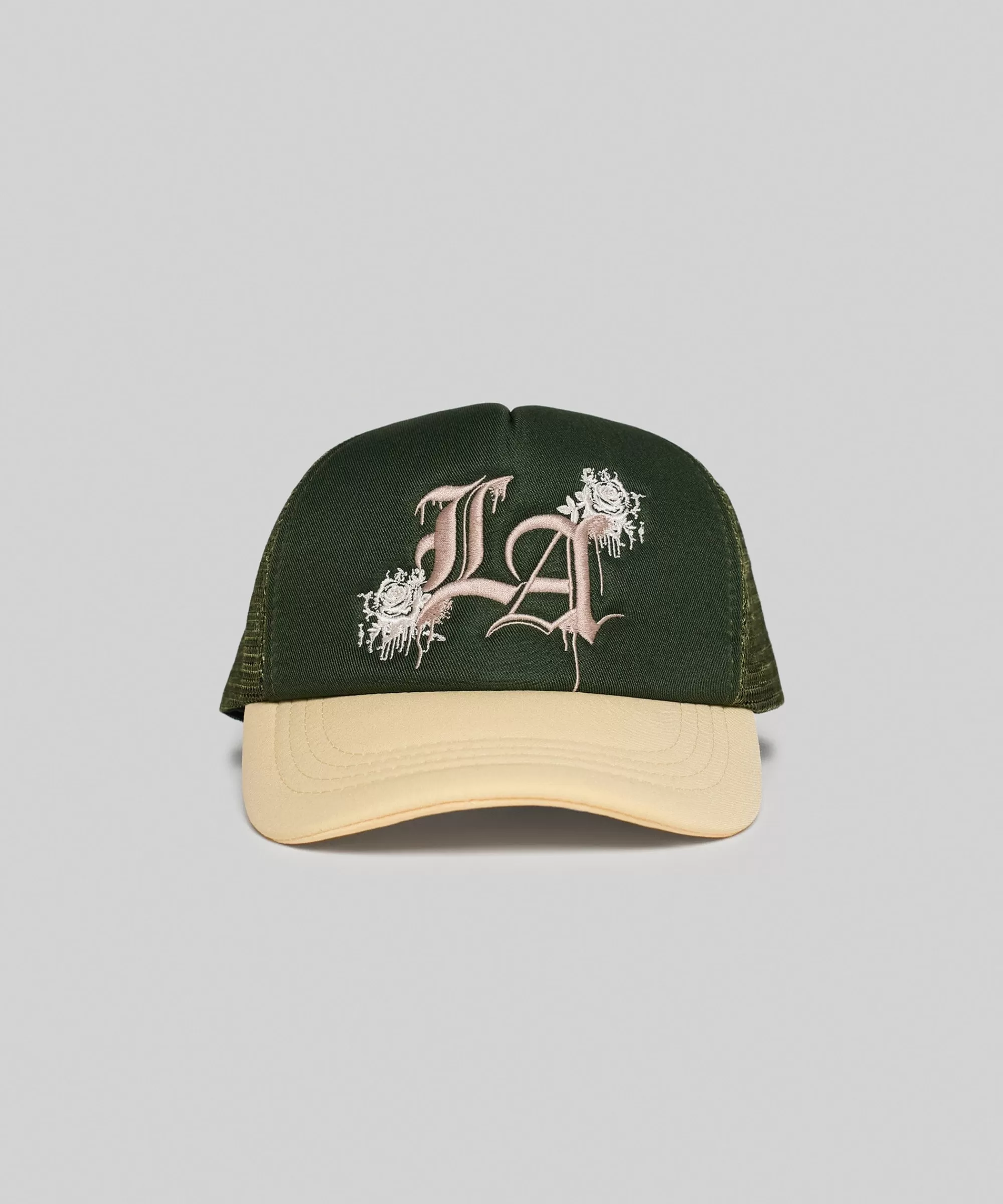 Hot LA Embroidery Trucker Hat - Olive Green Hats