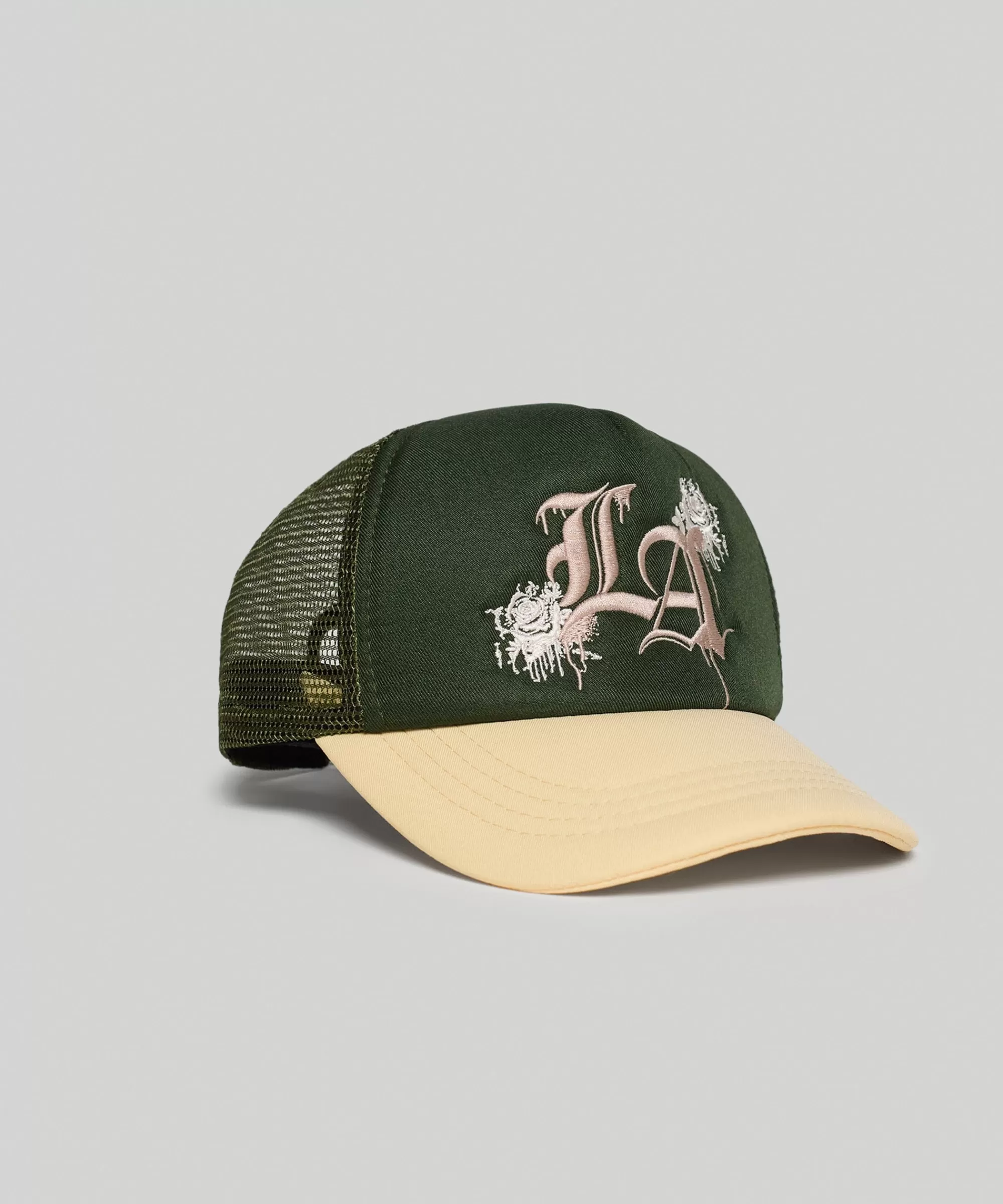 Hot LA Embroidery Trucker Hat - Olive Green Hats