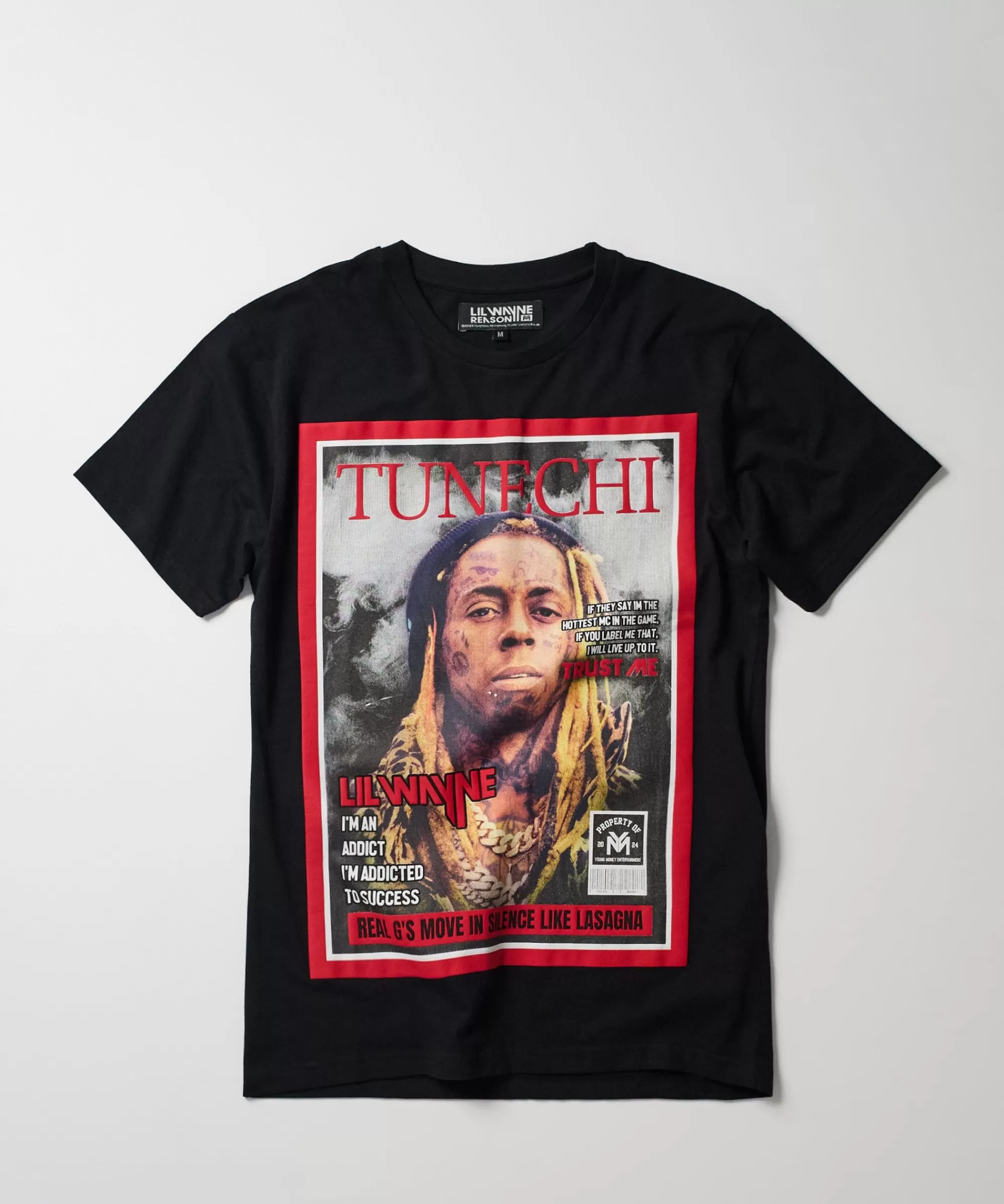 Online Lil Wayne Cover Short Sleeve Tee - Black Graphic Tees