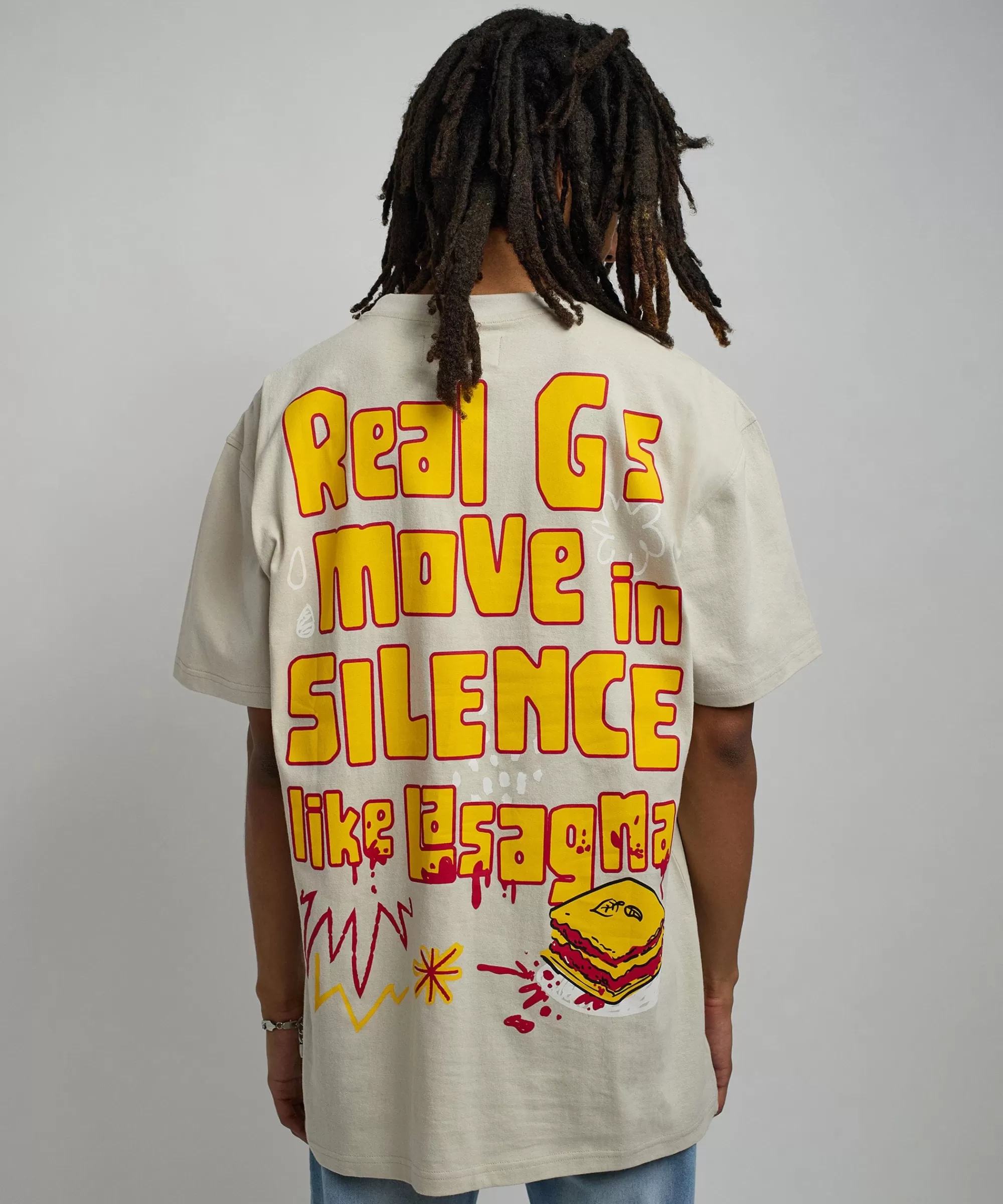 Clearance Lil Wayne Real GS Front And Back Print Short Sleeve Tee - Khaki Graphic Tees