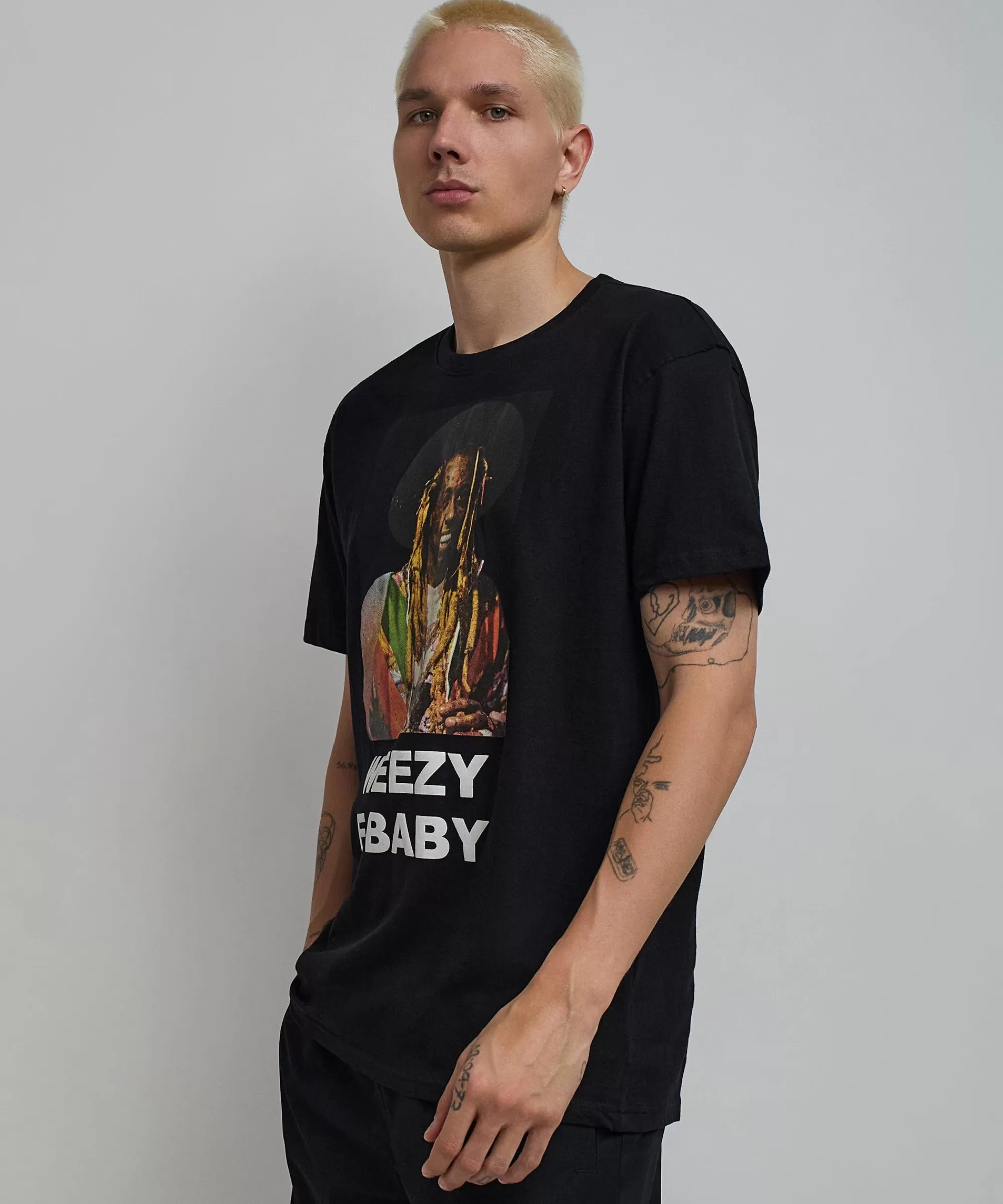 Cheap Lil Wayne Weezy F Baby Photo Short Sleeve Tee - Black Graphic Tees