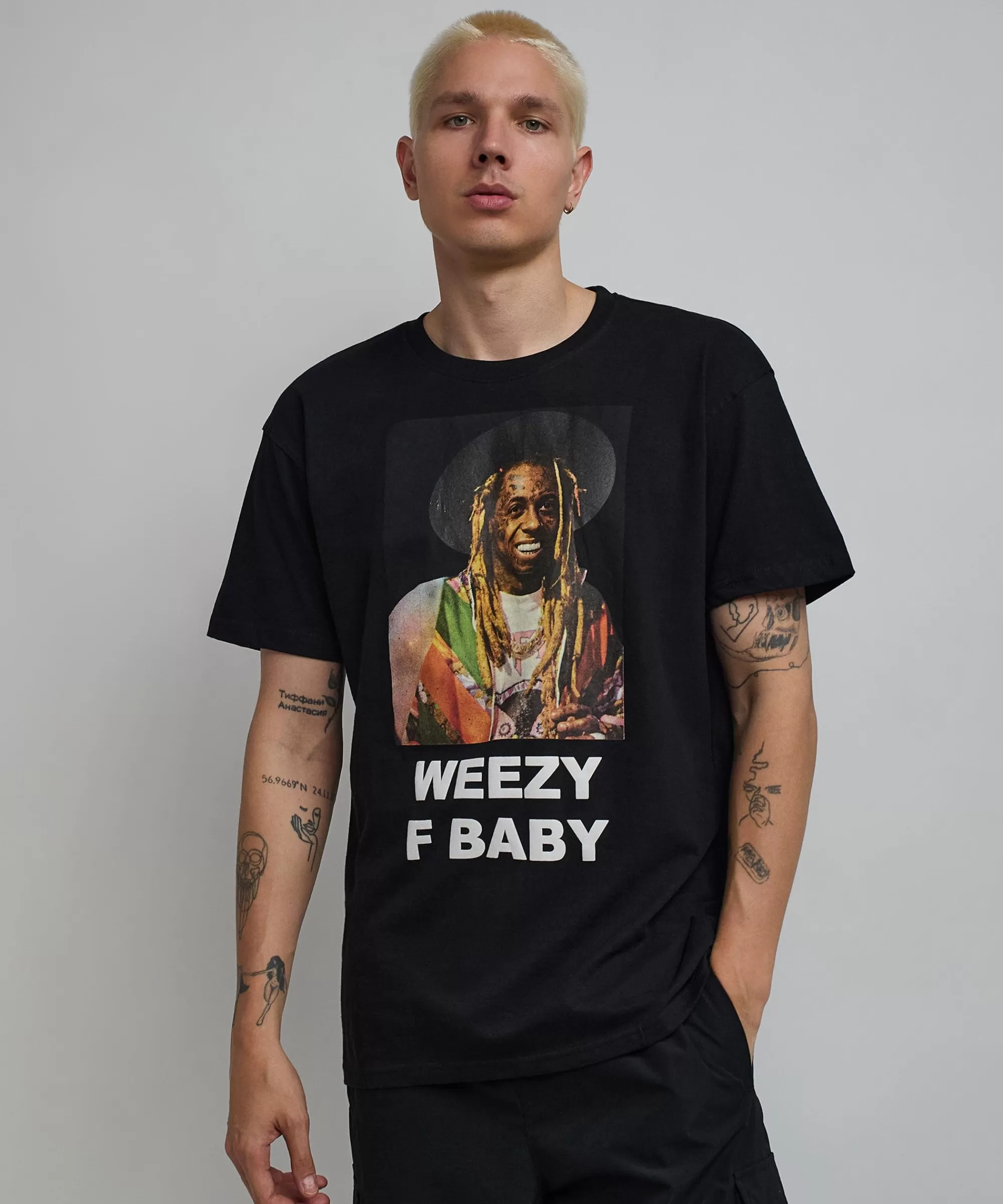Cheap Lil Wayne Weezy F Baby Photo Short Sleeve Tee - Black Graphic Tees