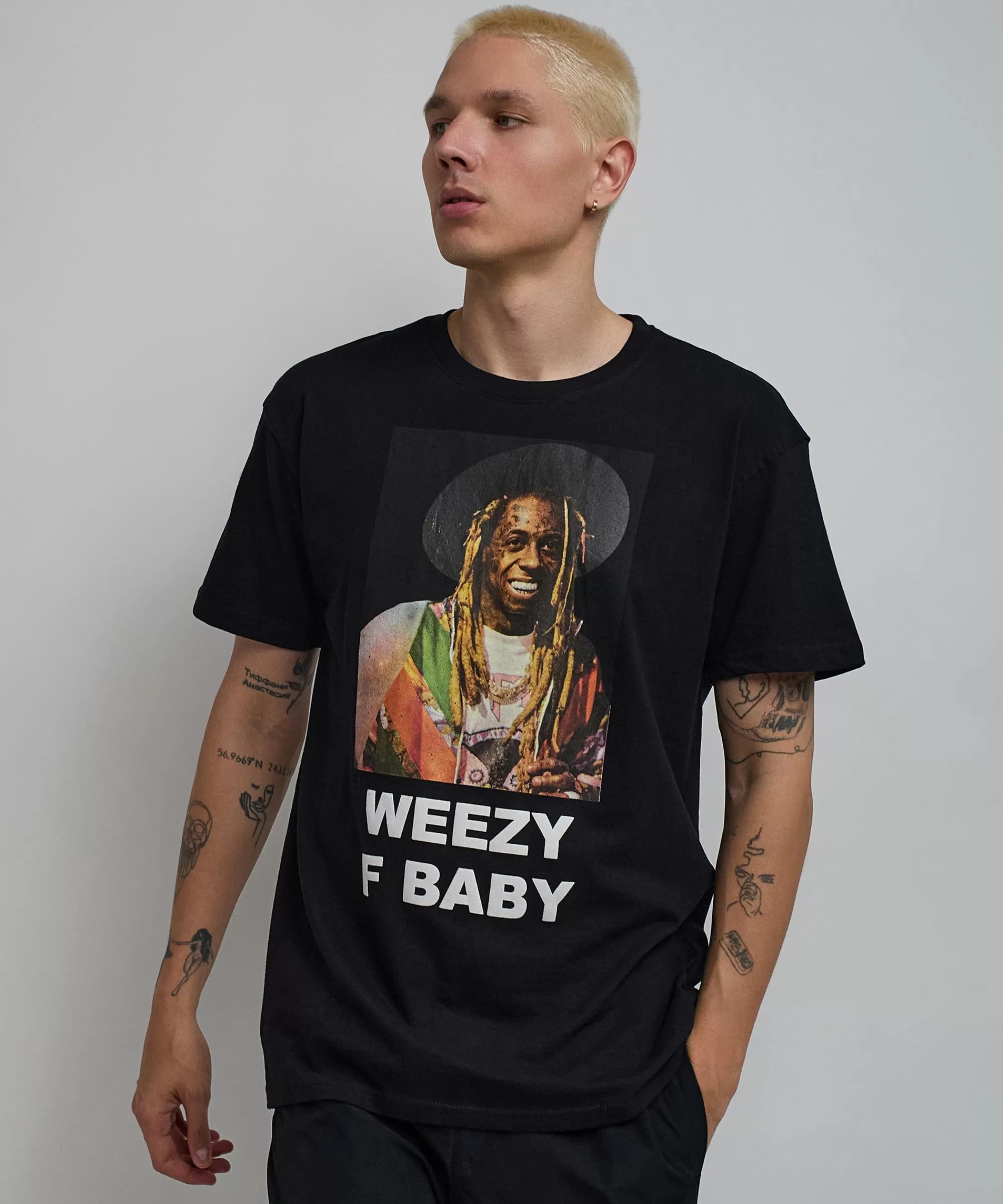 Cheap Lil Wayne Weezy F Baby Photo Short Sleeve Tee - Black Graphic Tees